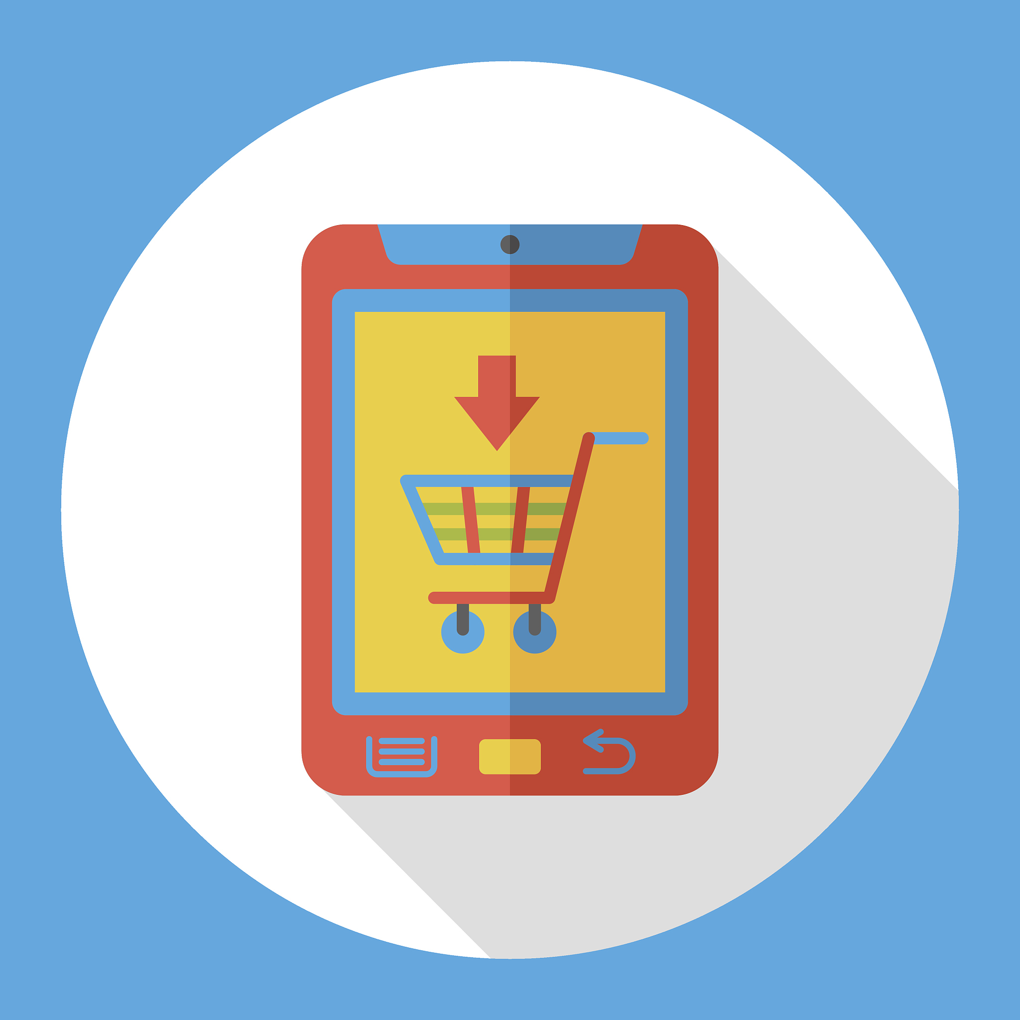 online shopping by cellphone flat icon