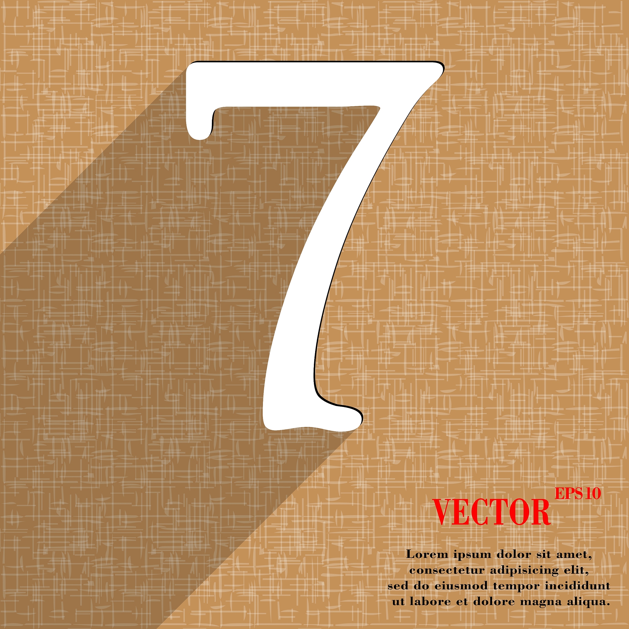 number seven icon symbol flat modern web design