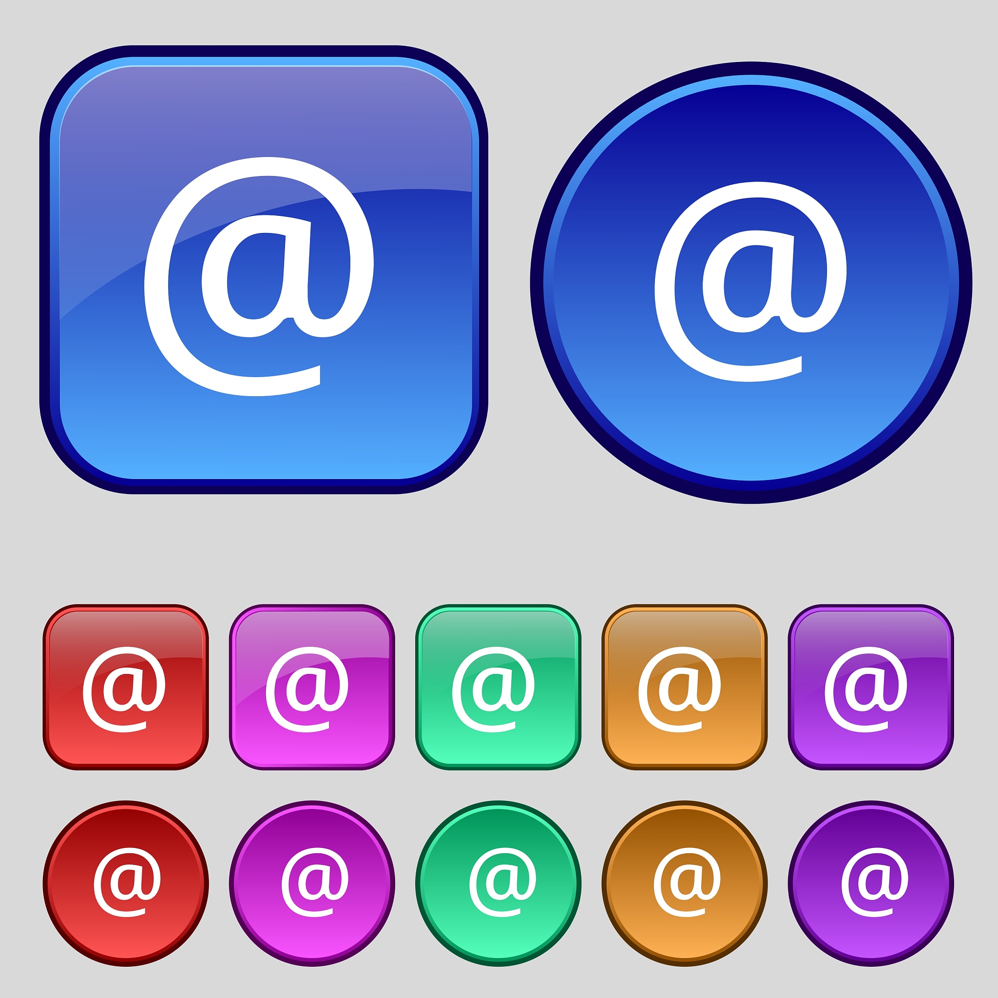 e-mail icon sign a set of twelve vintage buttons