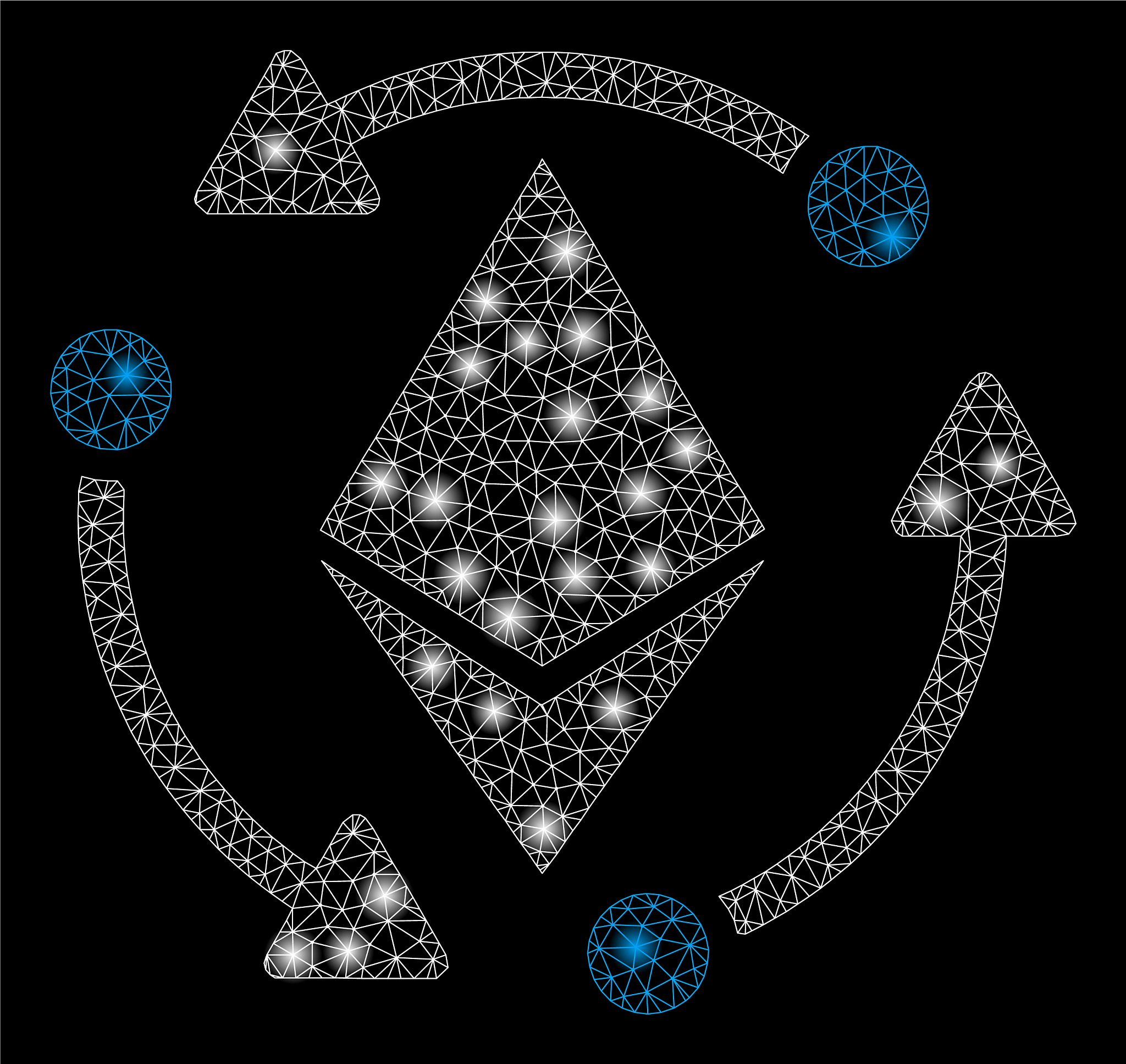 bright mesh 2d ethereum rotation with flash spots