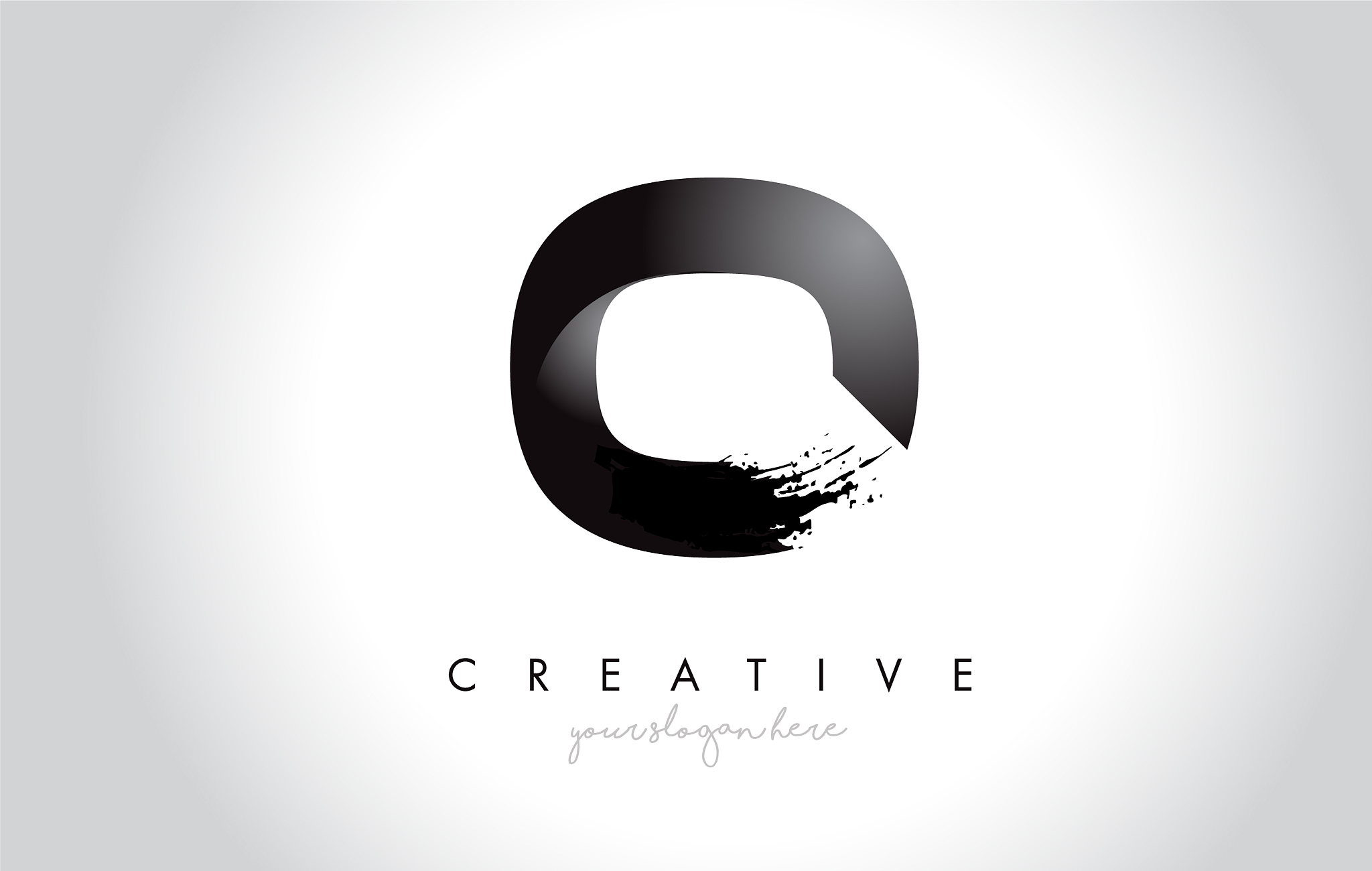 o letter design with brush stroke and modern 3d