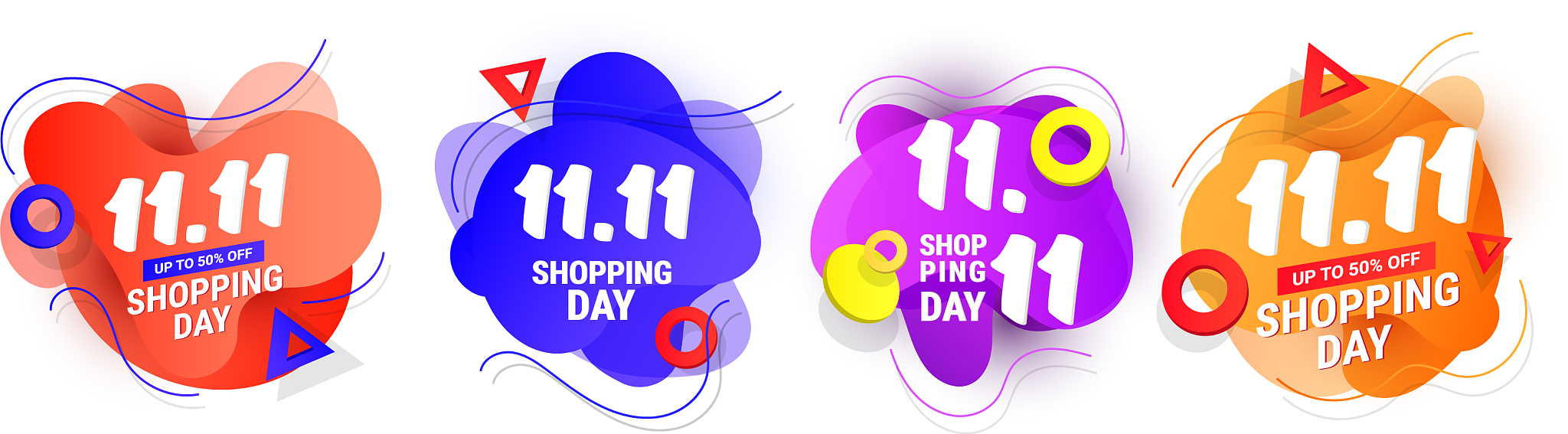 1111 shopping day sale design banner set with