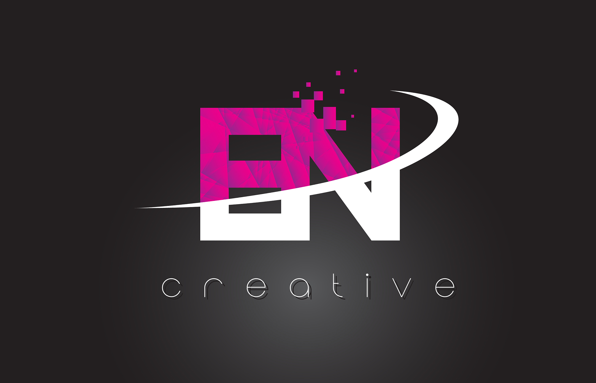 en e n creative letters design with white pink
