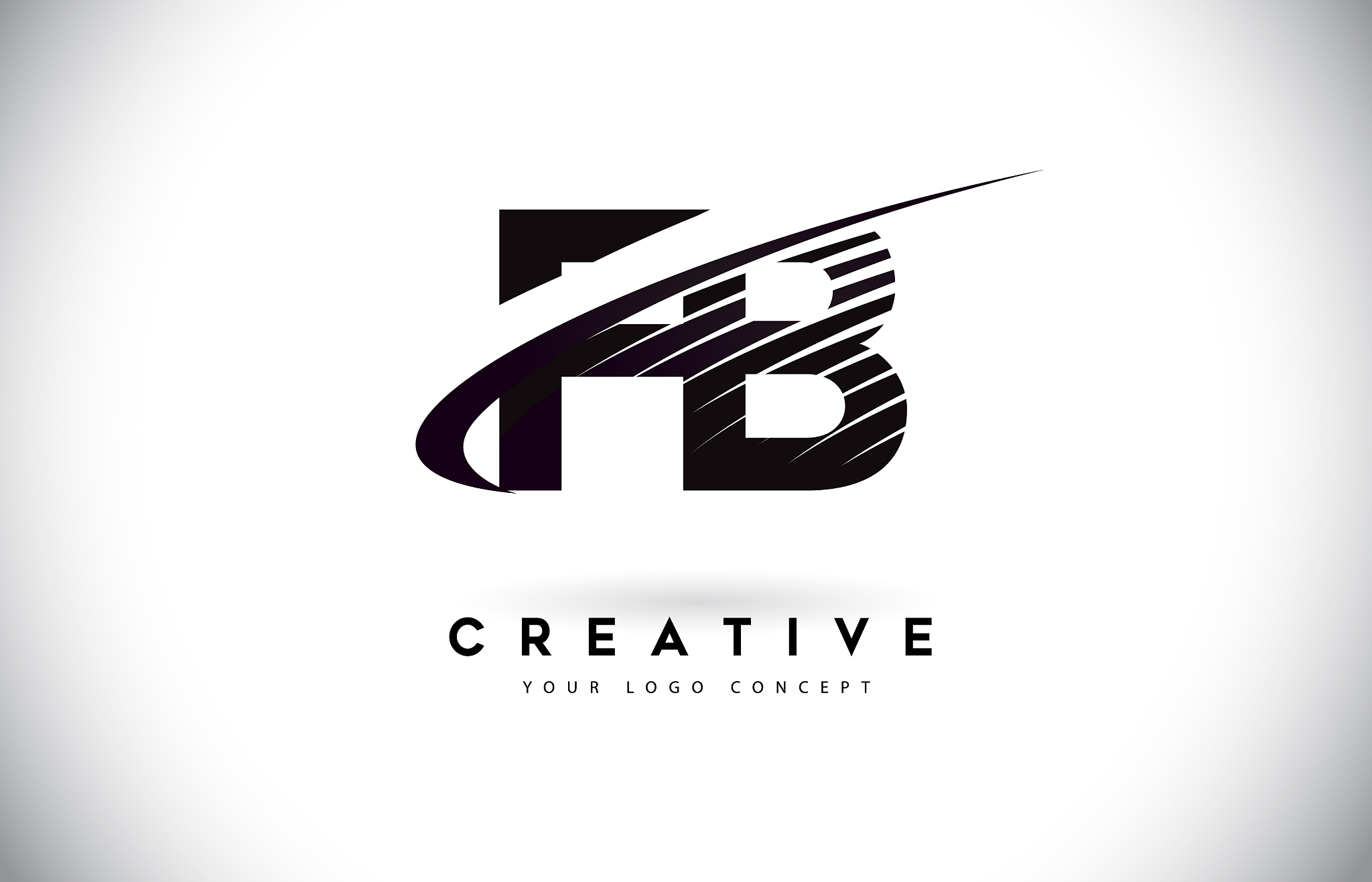 fb f b letter logo design with swoosh and black