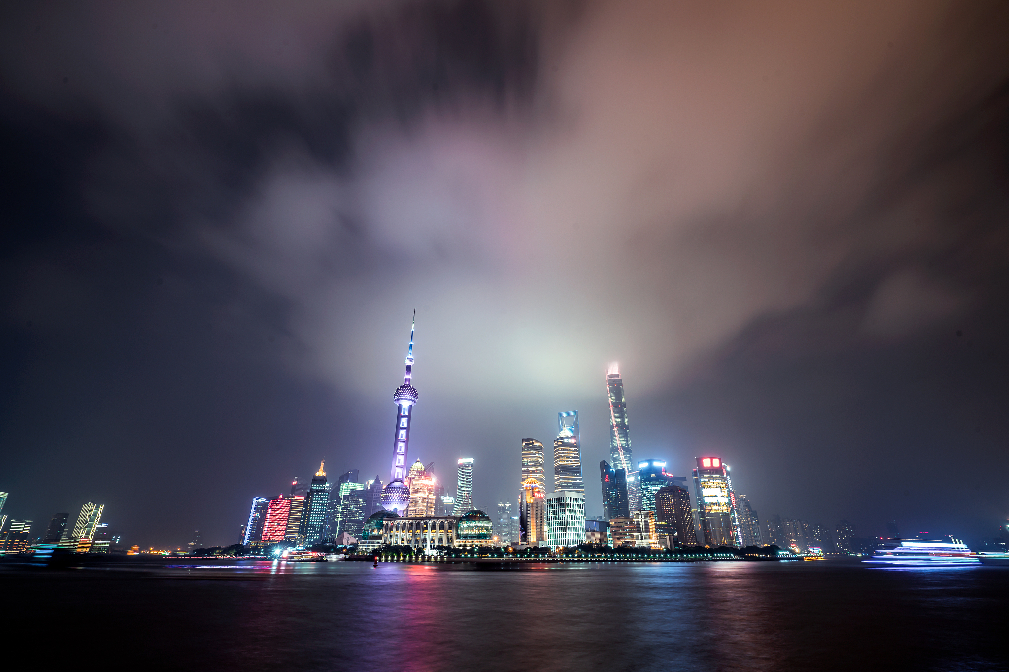 night scene of shanghai city, china