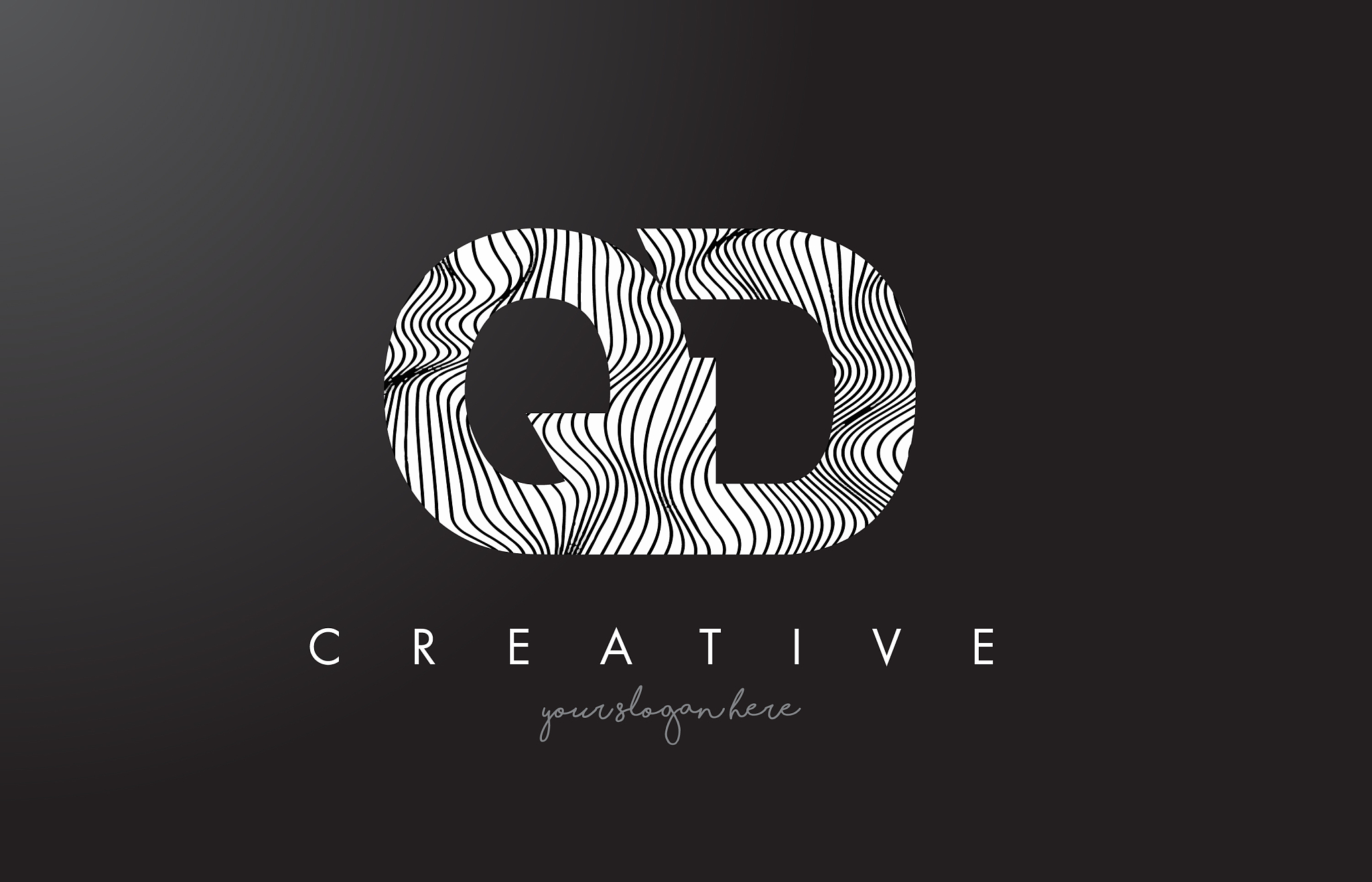 qd q d letter logo with zebra lines texture