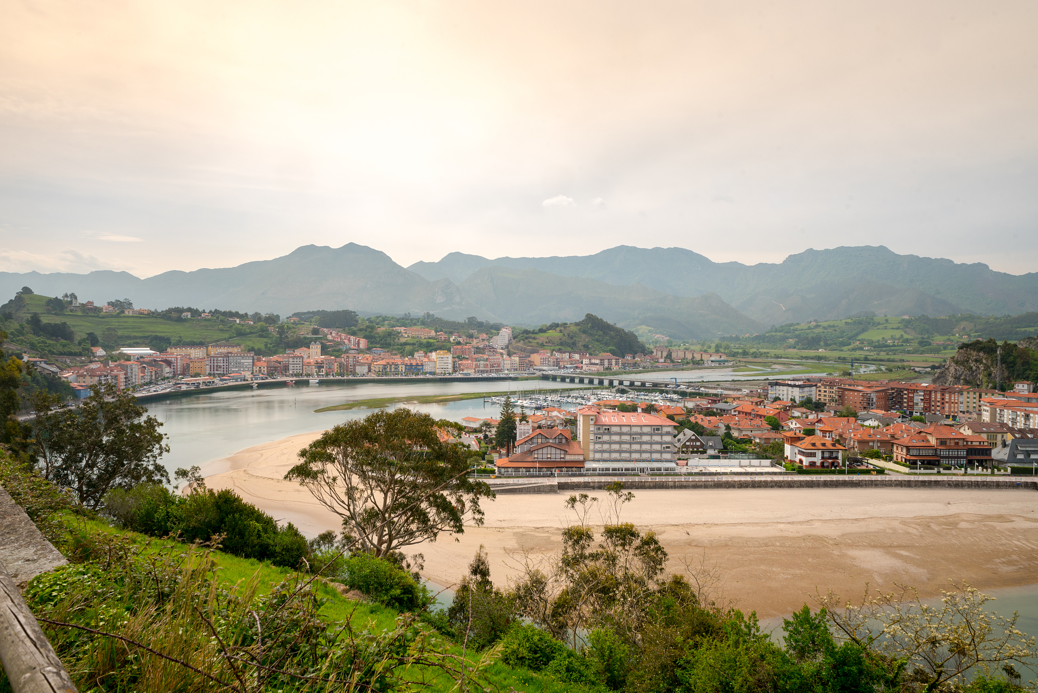 ribadesella village aerial view in asturias of spain