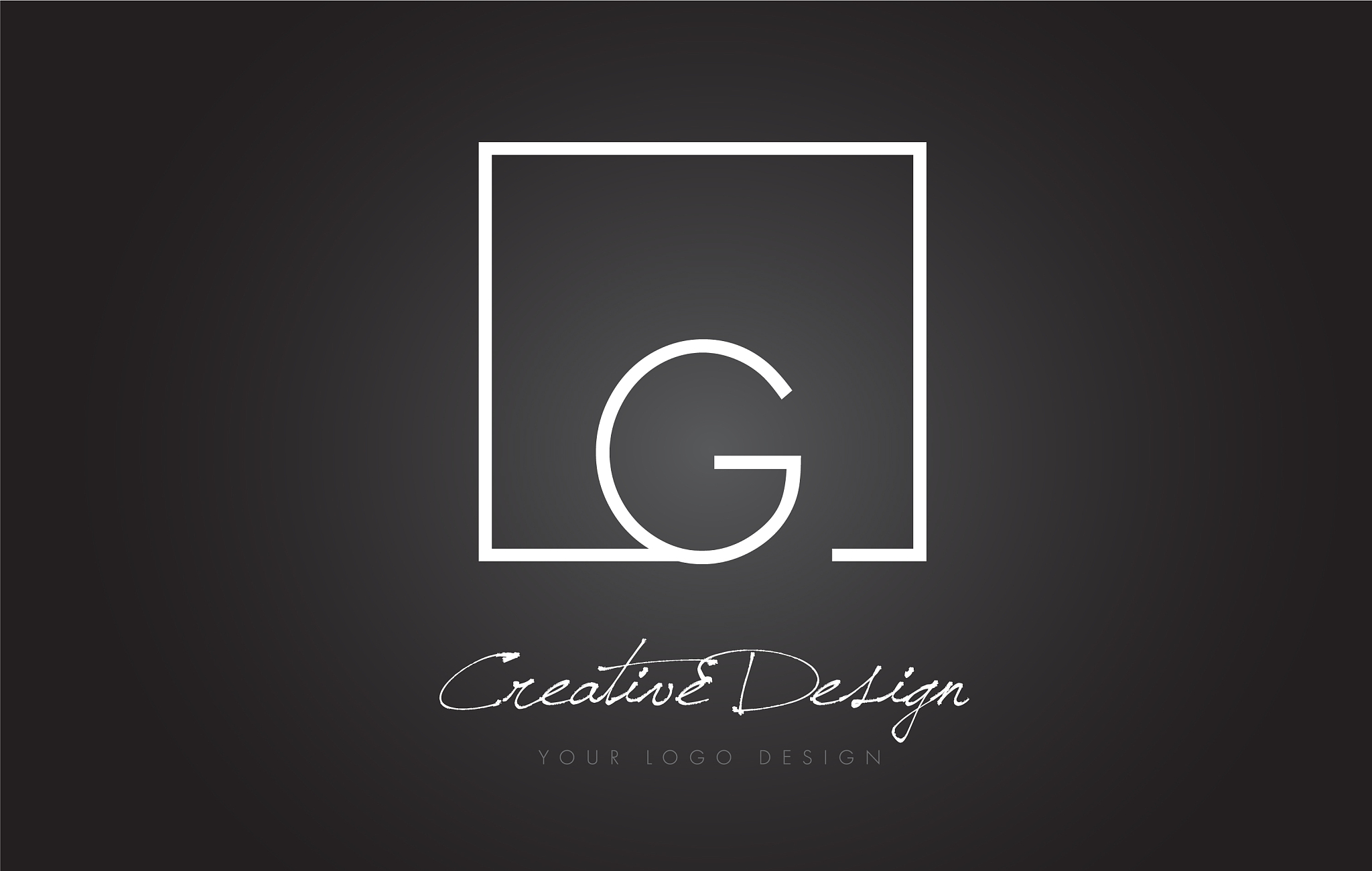 g square frame letter logo design with black and