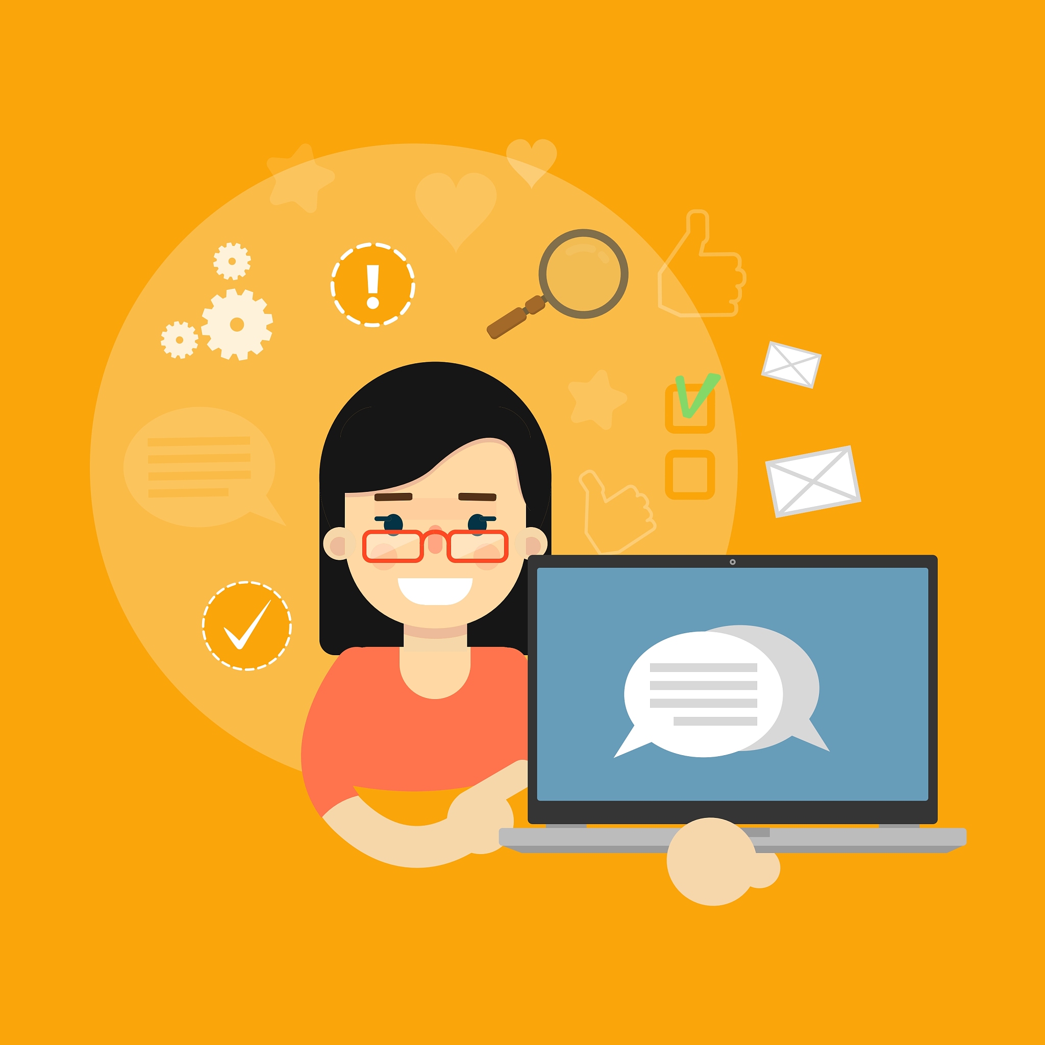 social media banner girl with laptop