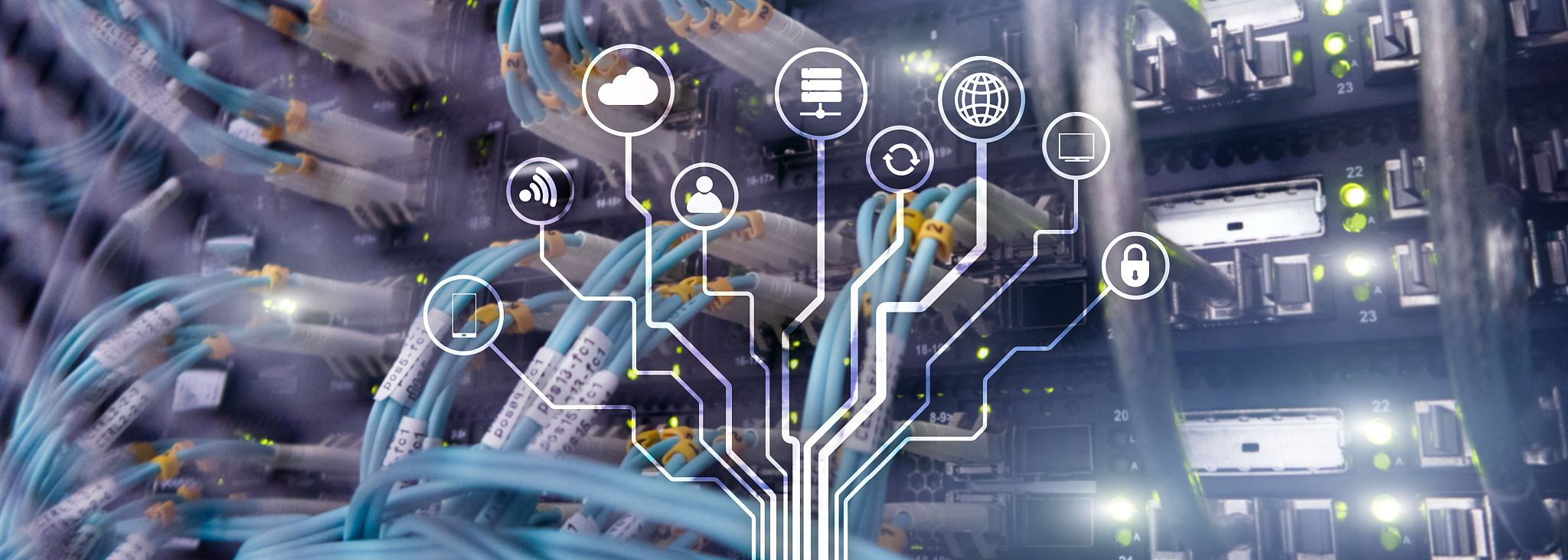 iot, internet of things telecommunication concept server room