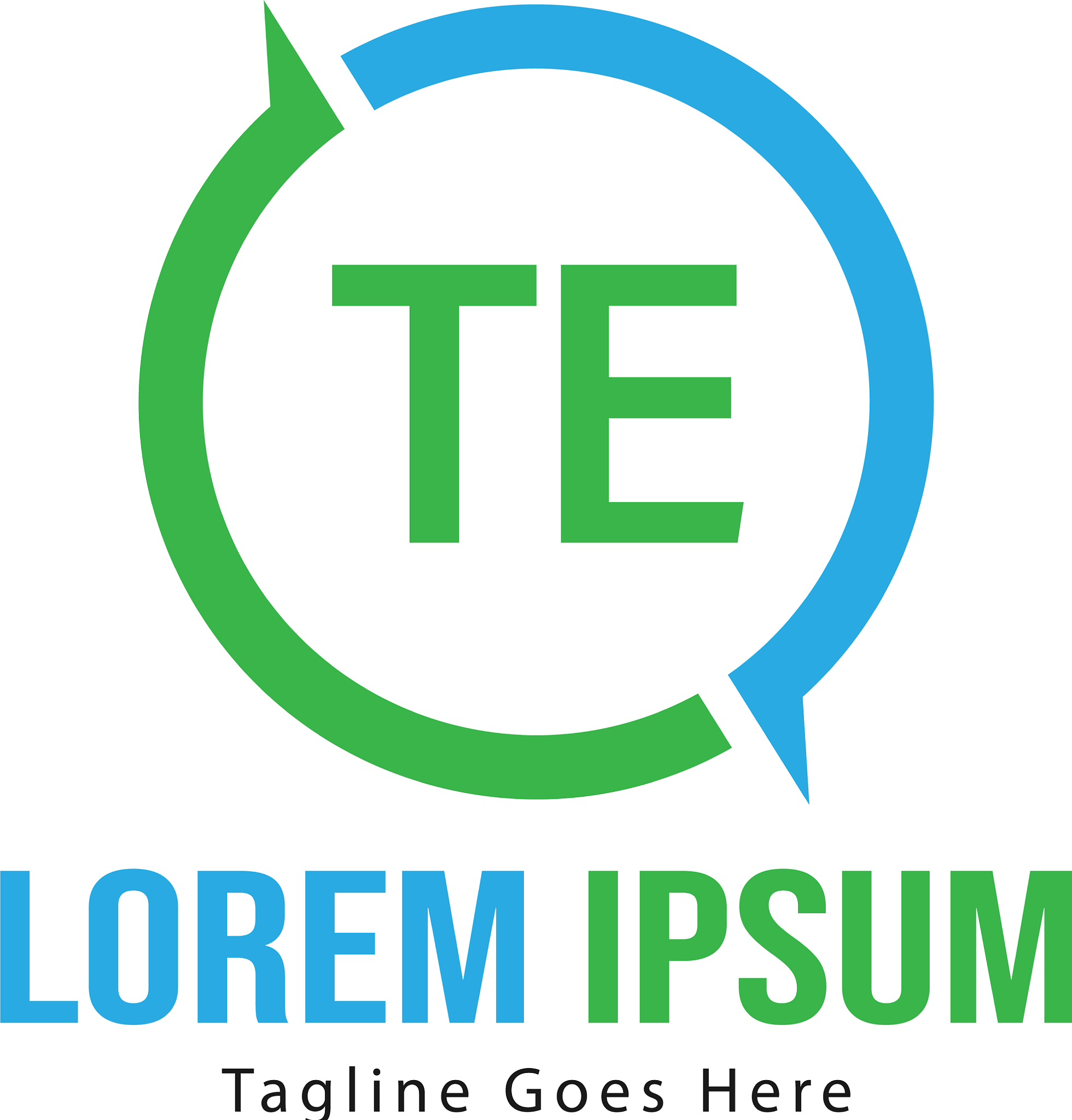 initial te logo template with modern frame