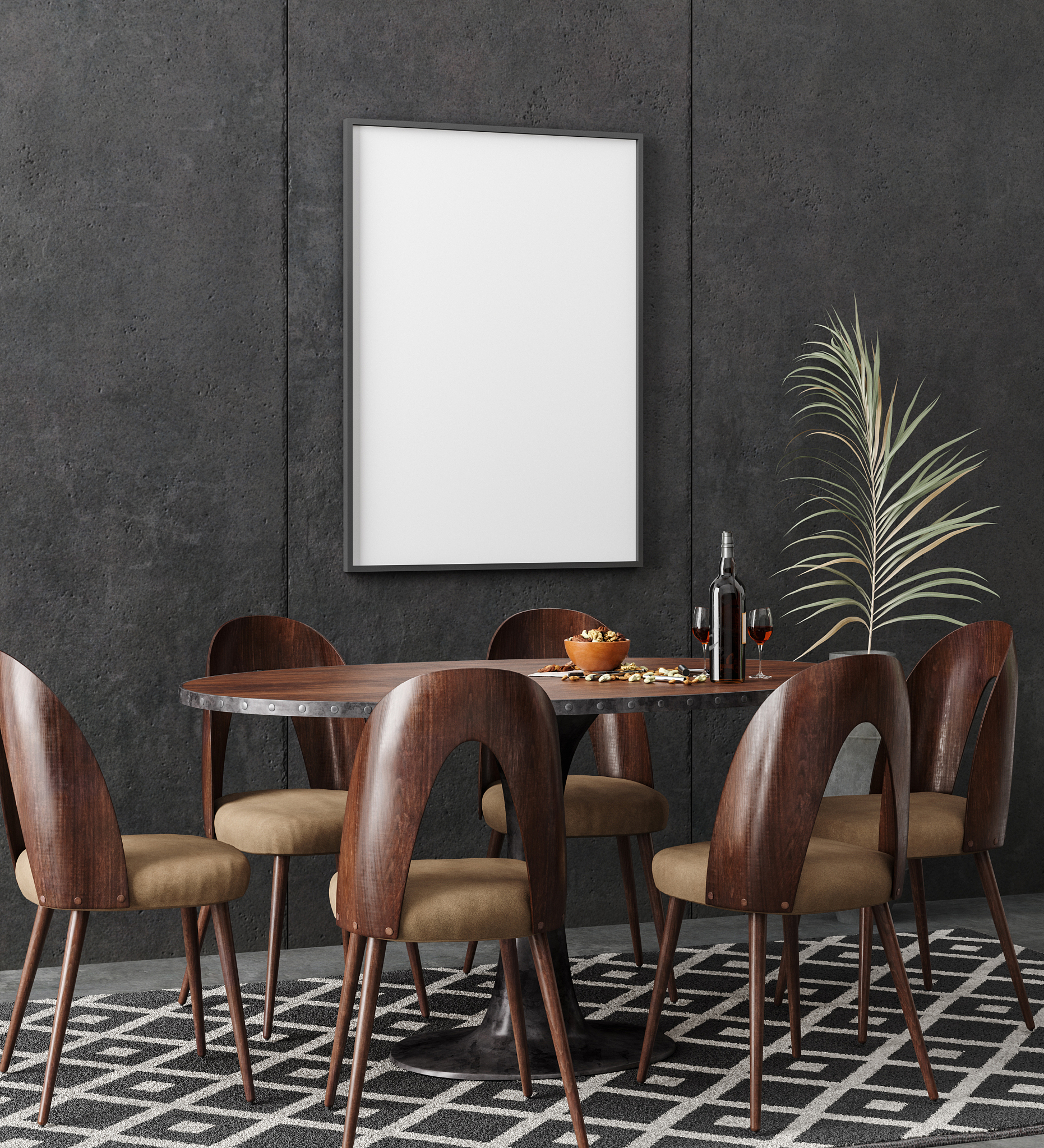 mockup poster in loft interior, industrial style