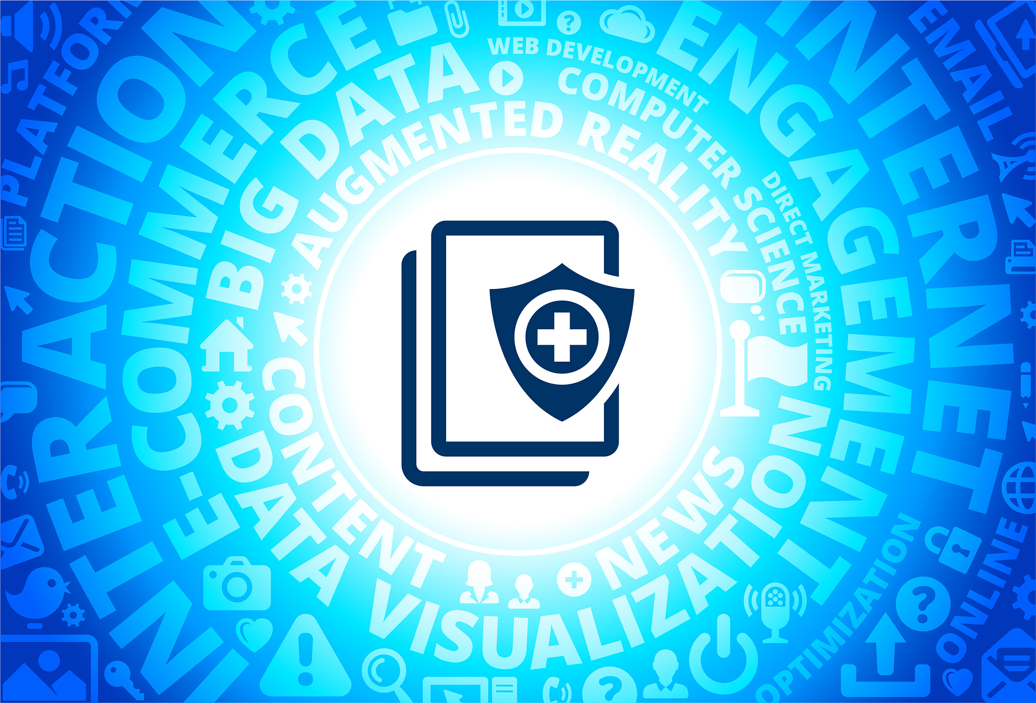 secure medical records icon on internet modern technology words 
