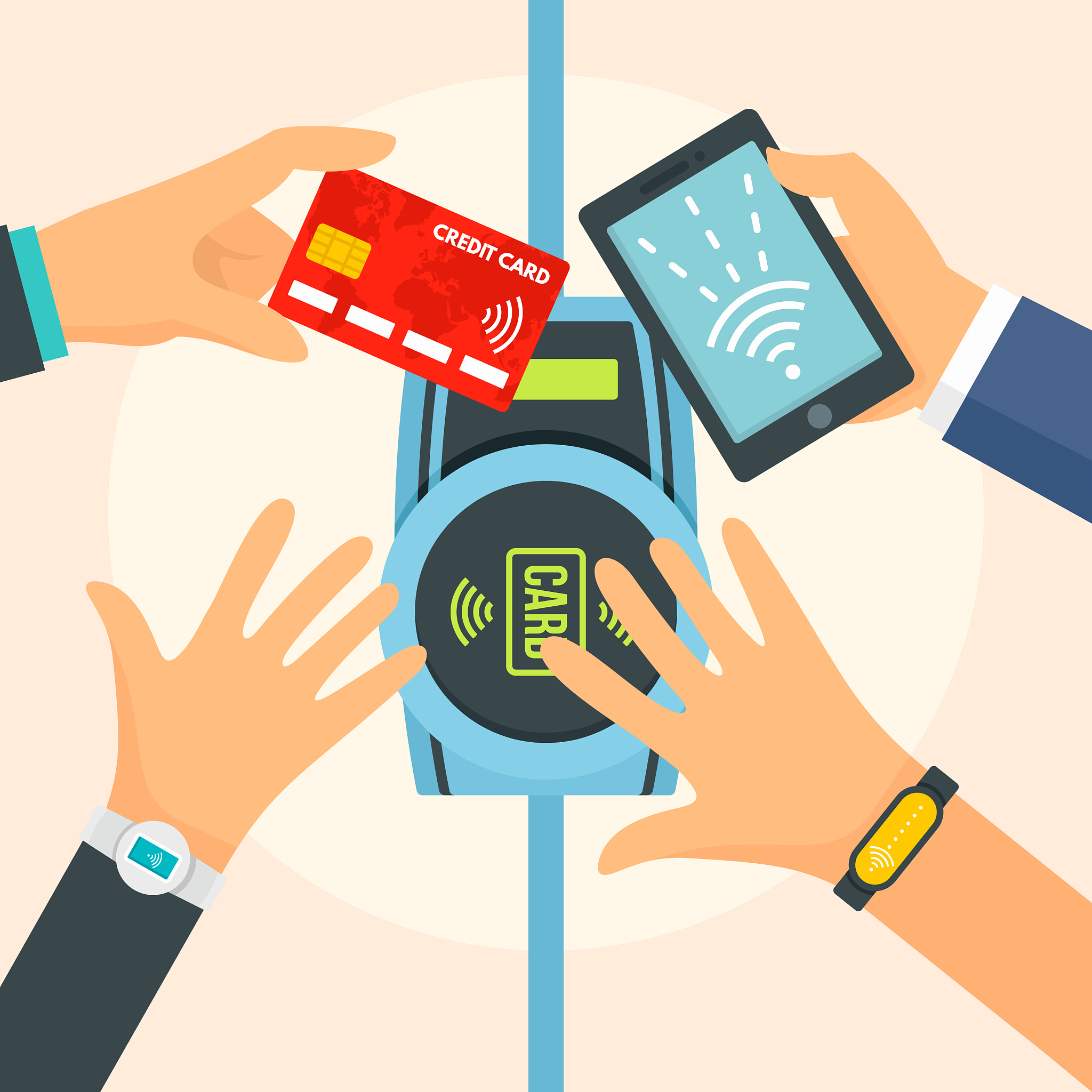 nfc payment method concept background flat style