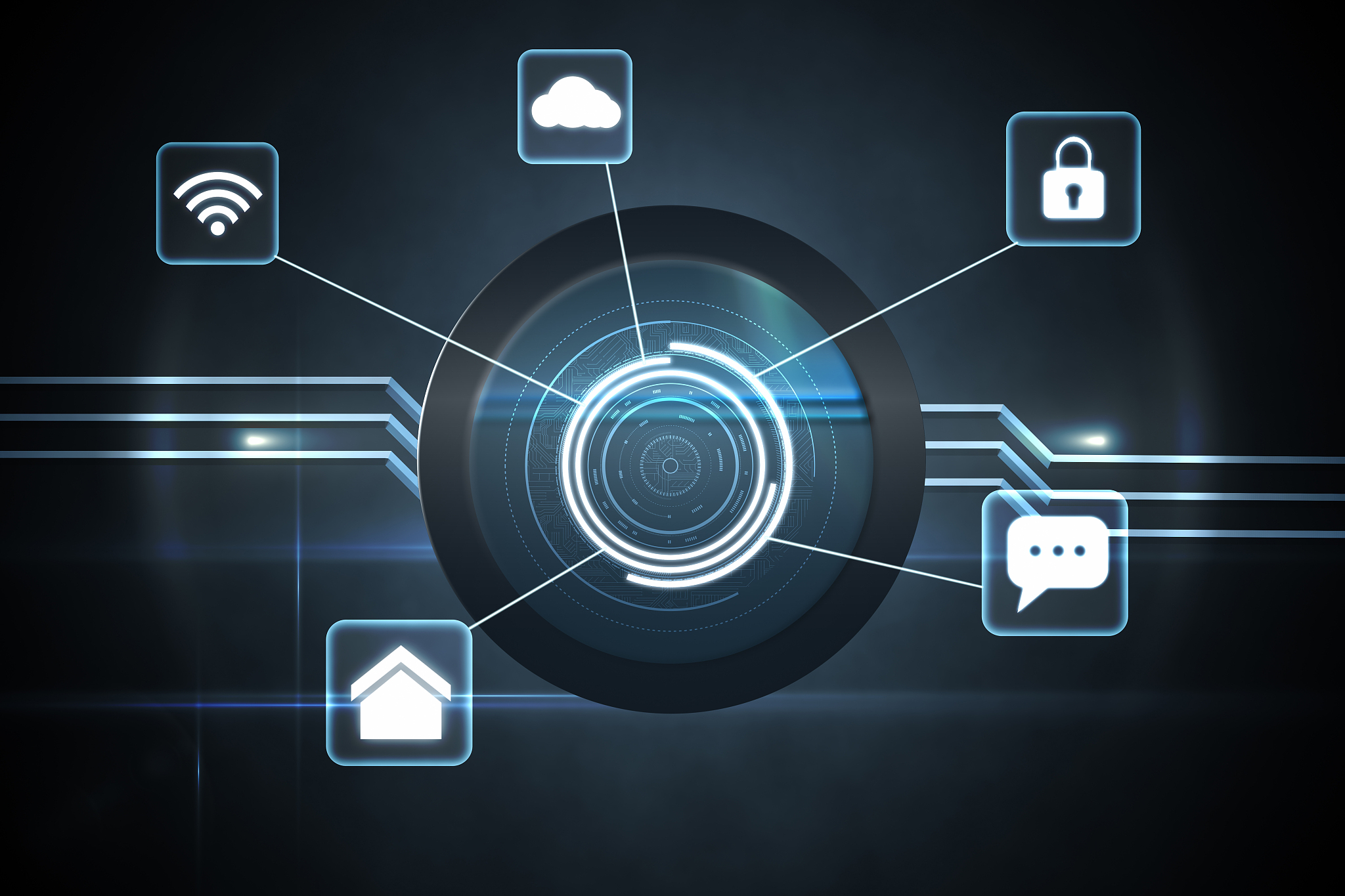 futuristic technology interface in blue and black