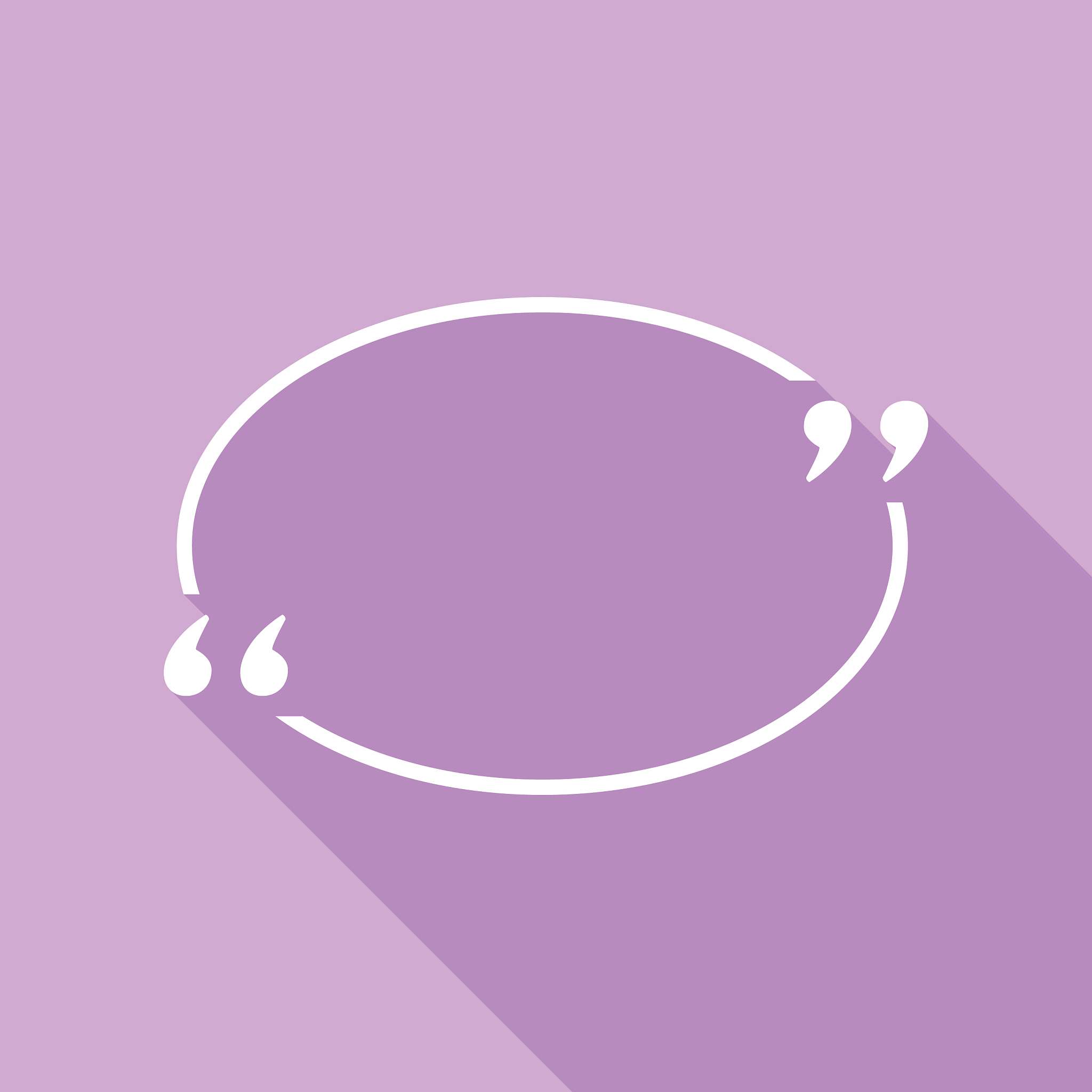 text quote sign white icon with long shadow at