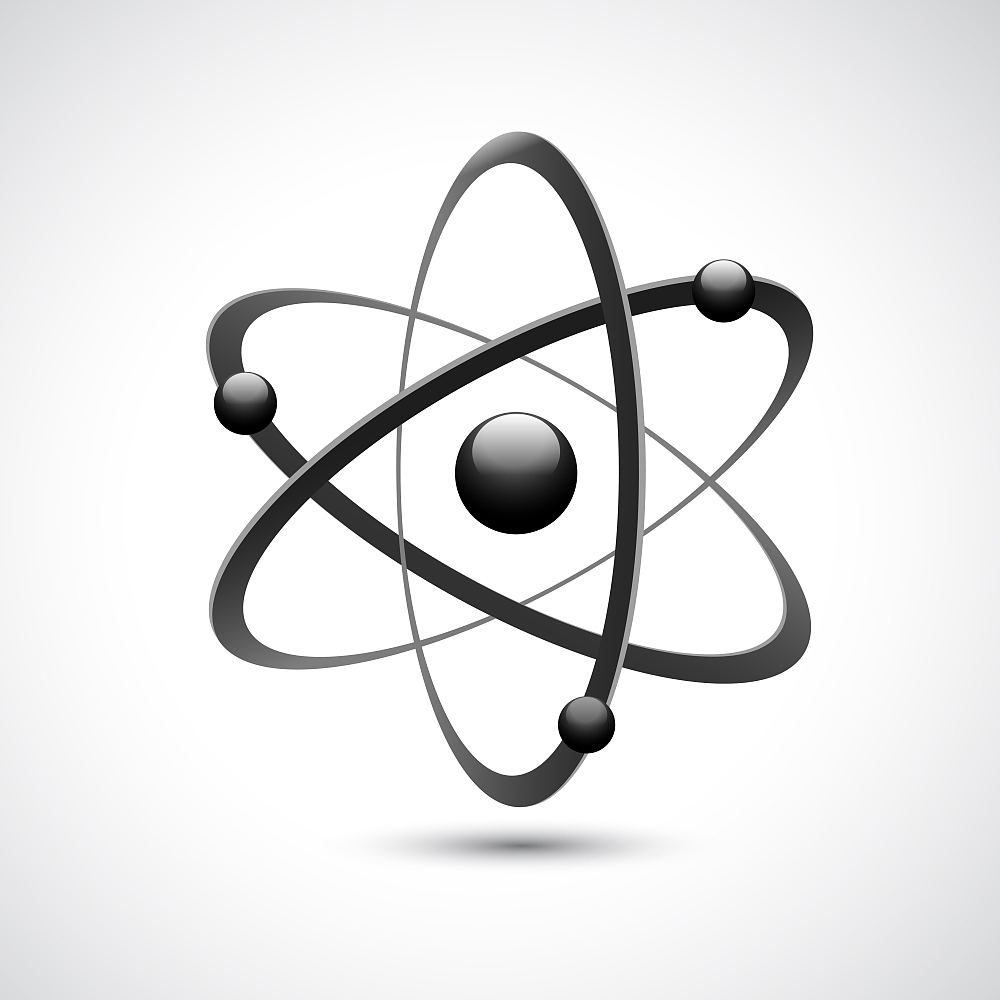 atom 3d abstract physics science model symbol vector illustratio