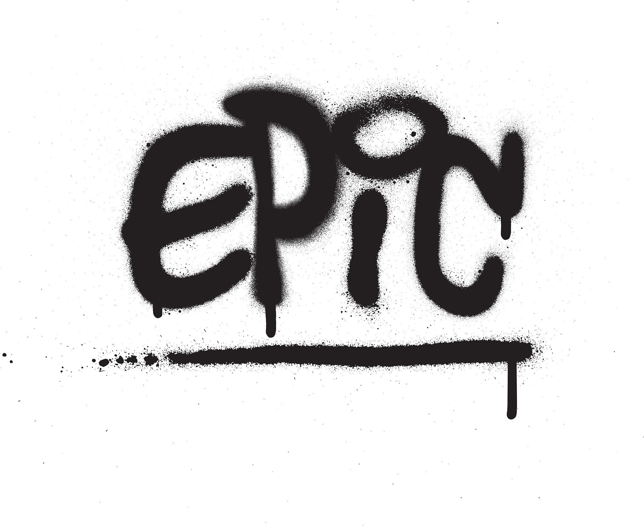 graffiti epic word sprayed in black over white