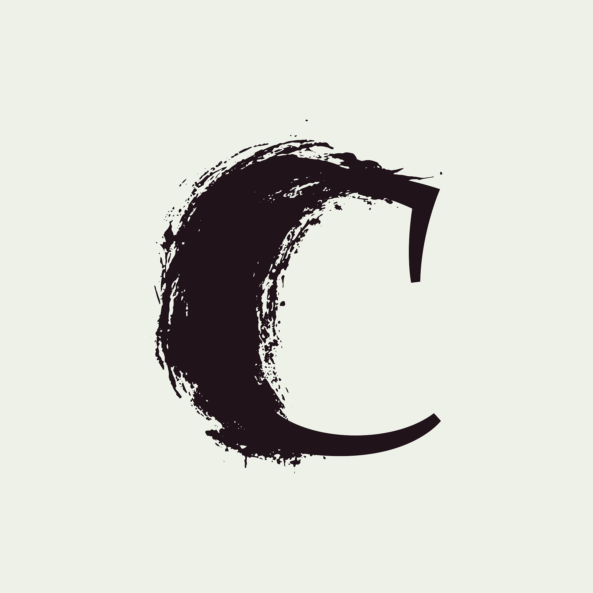 c letter logo. custom serif style lettering with hand drawn brus