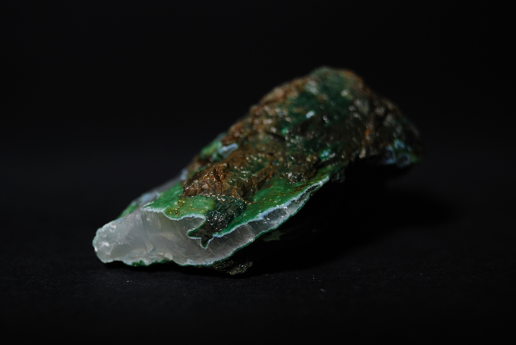 agate stone on black background.