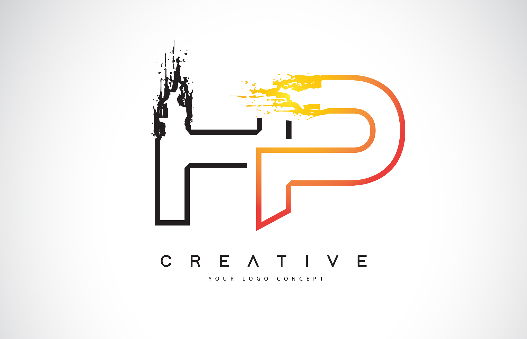 hp creative modern logo design with orange and