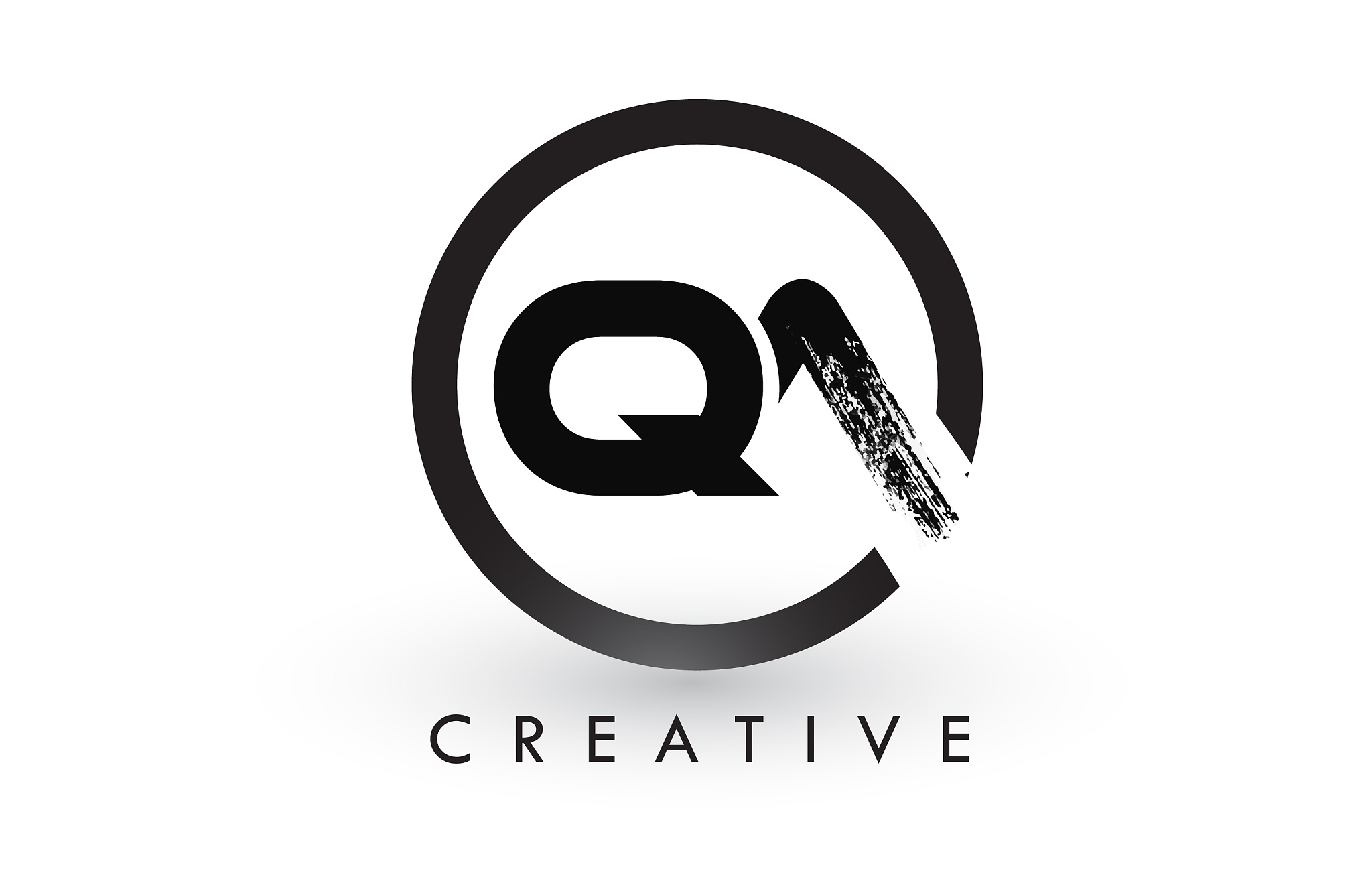 qa brush letter logo design creative brushed