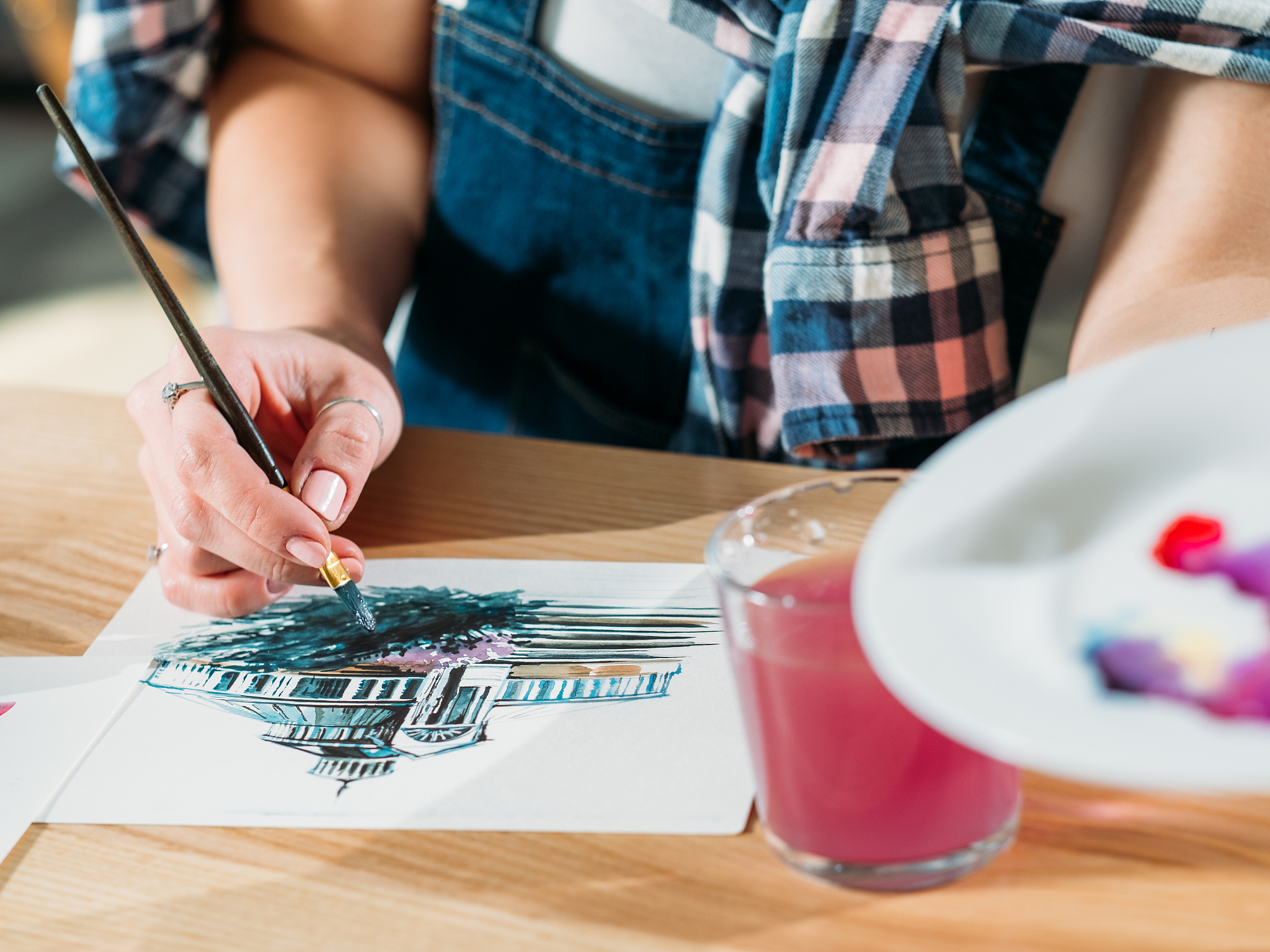 watercolor painting artist work color brushstrokes
