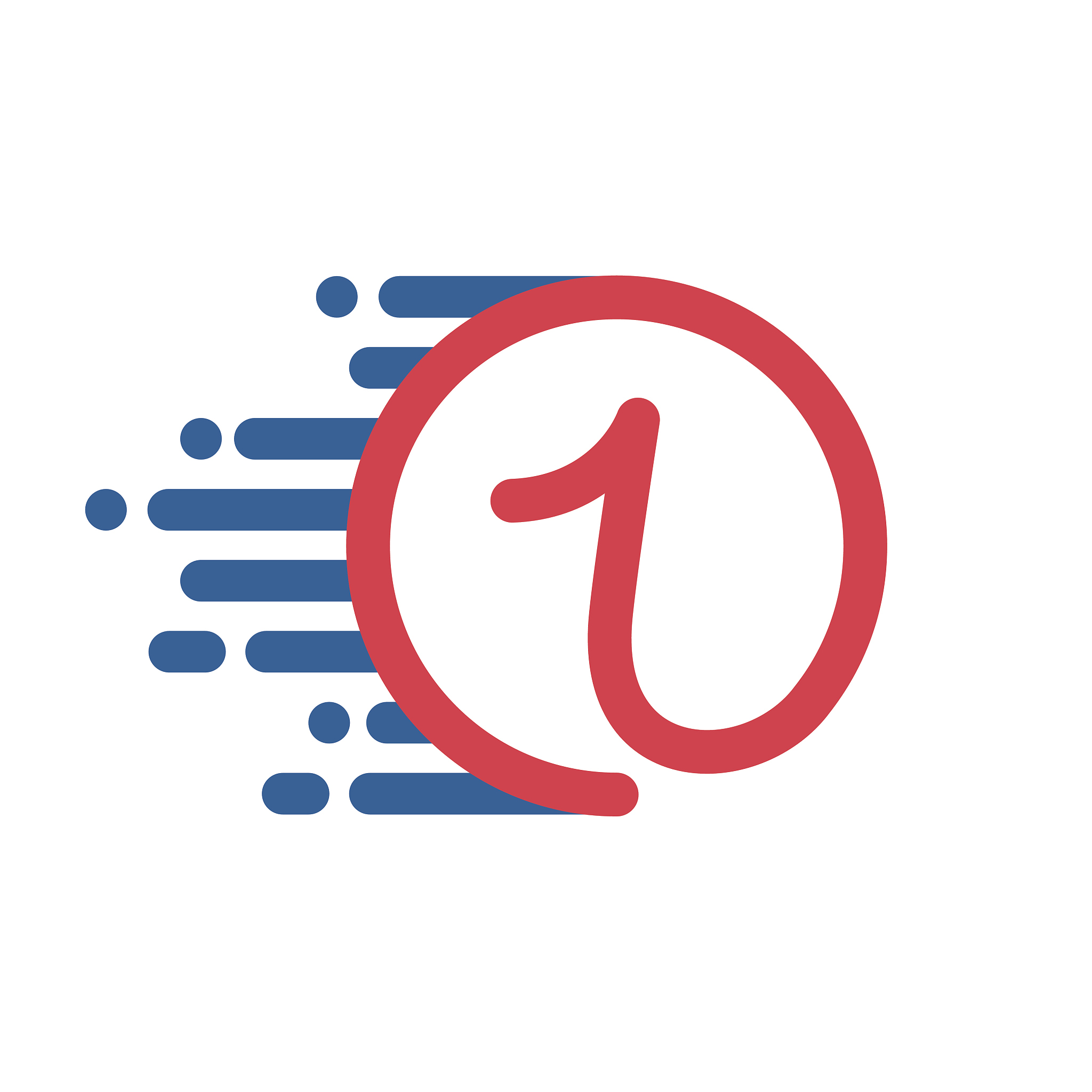 number one icon in circle with speed line.