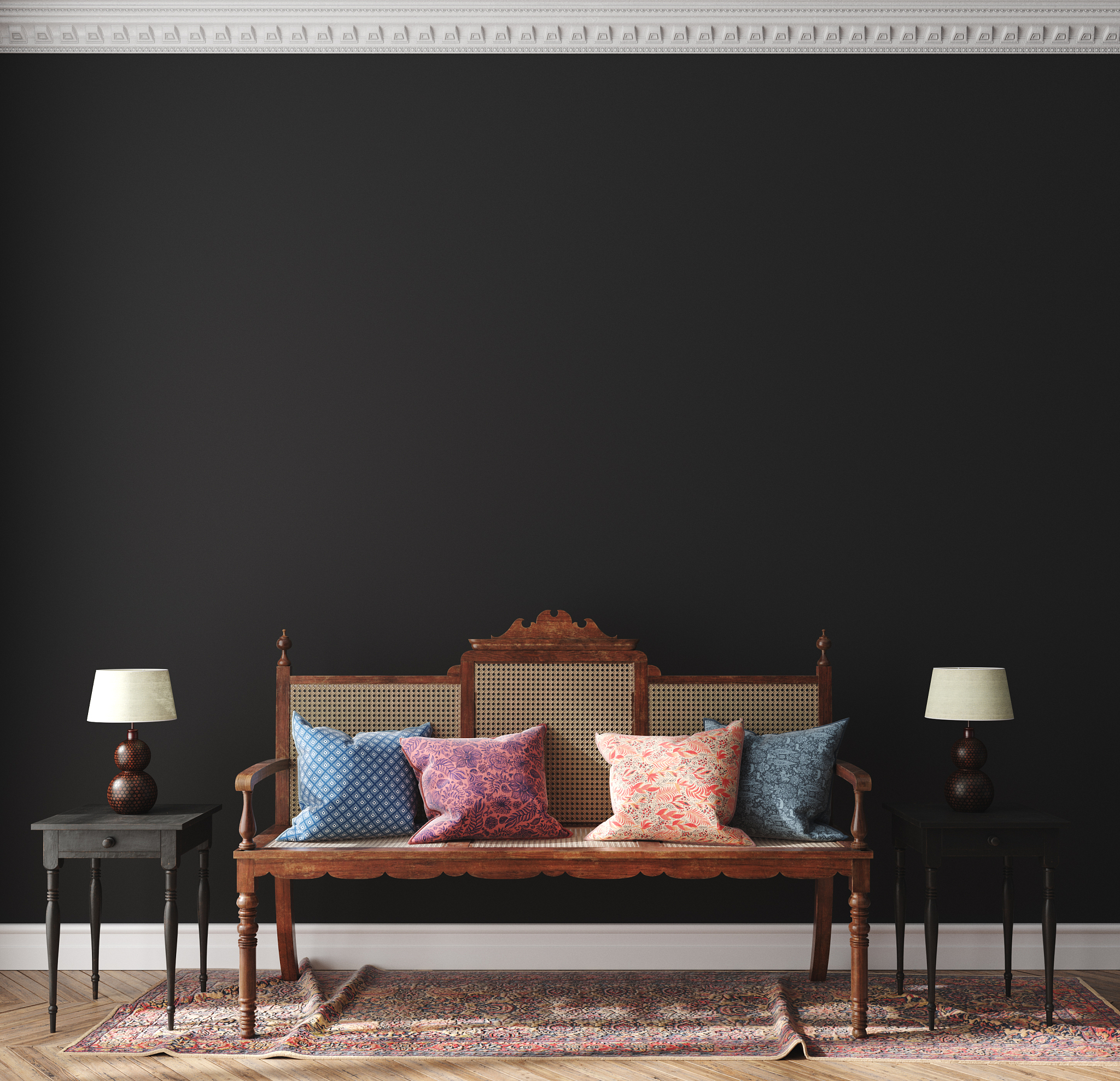 dark home interior, classic style living room