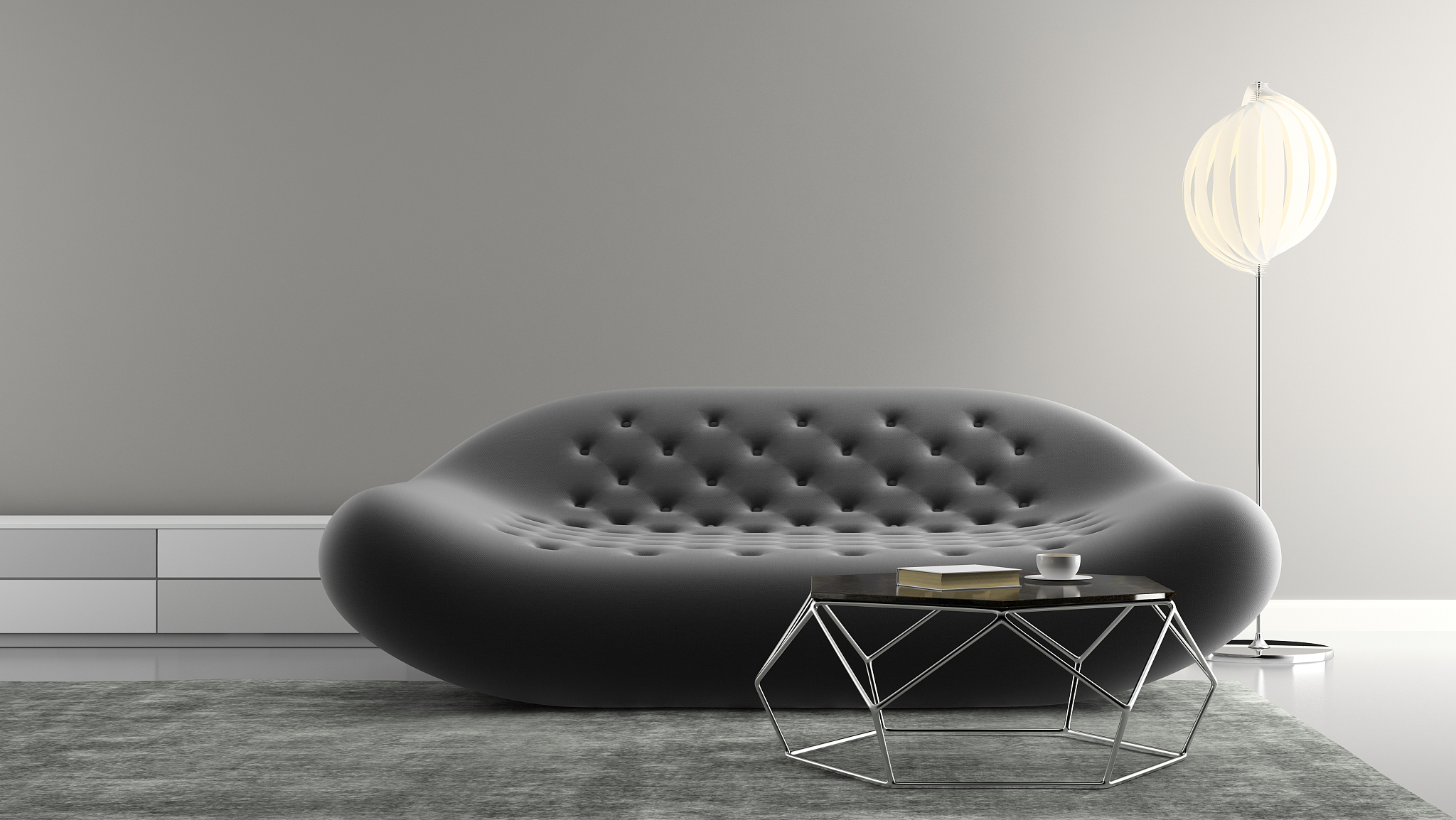 interior of modern design room 3d rendering