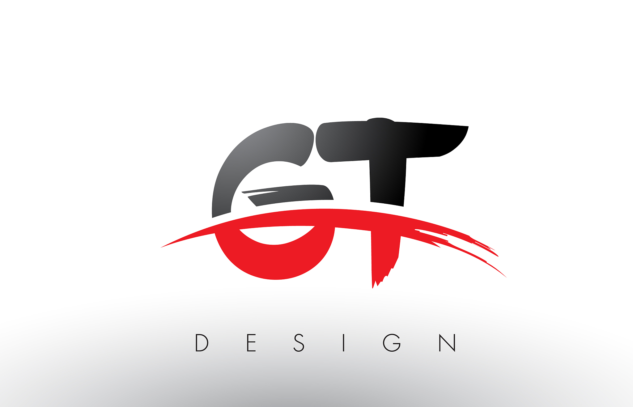 gt g t brush logo letters with red and black