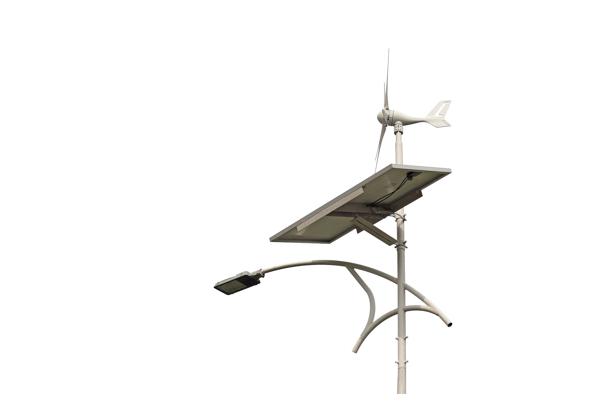 led light post with solar cell panel