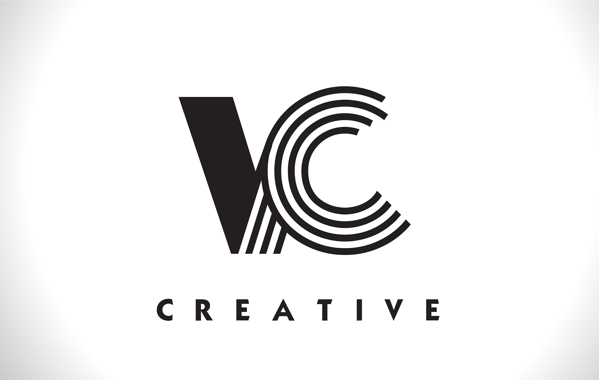 vc logo letter with black lines design line letter