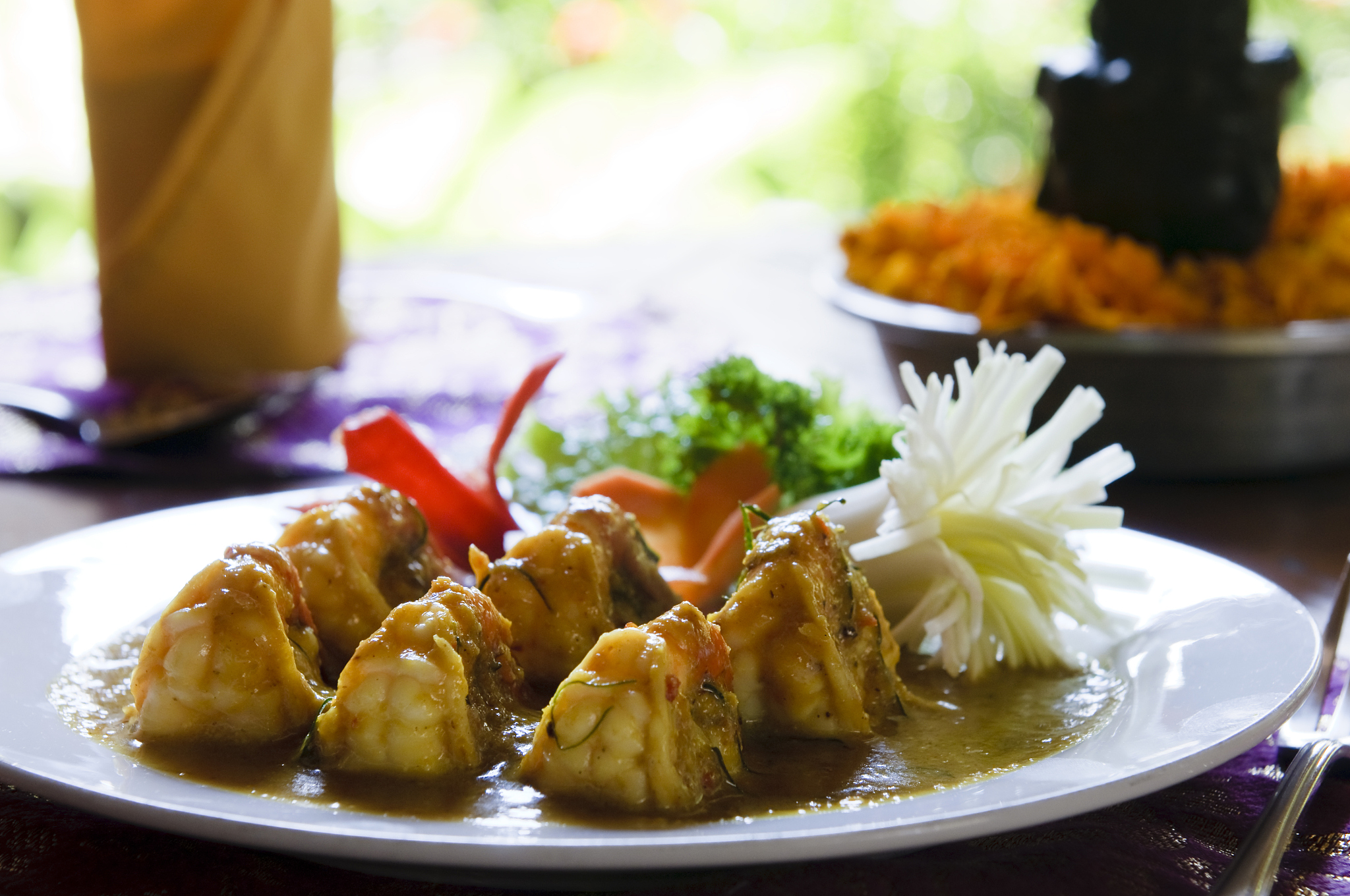 indonesian cuisine -  king prawns in hot sauce