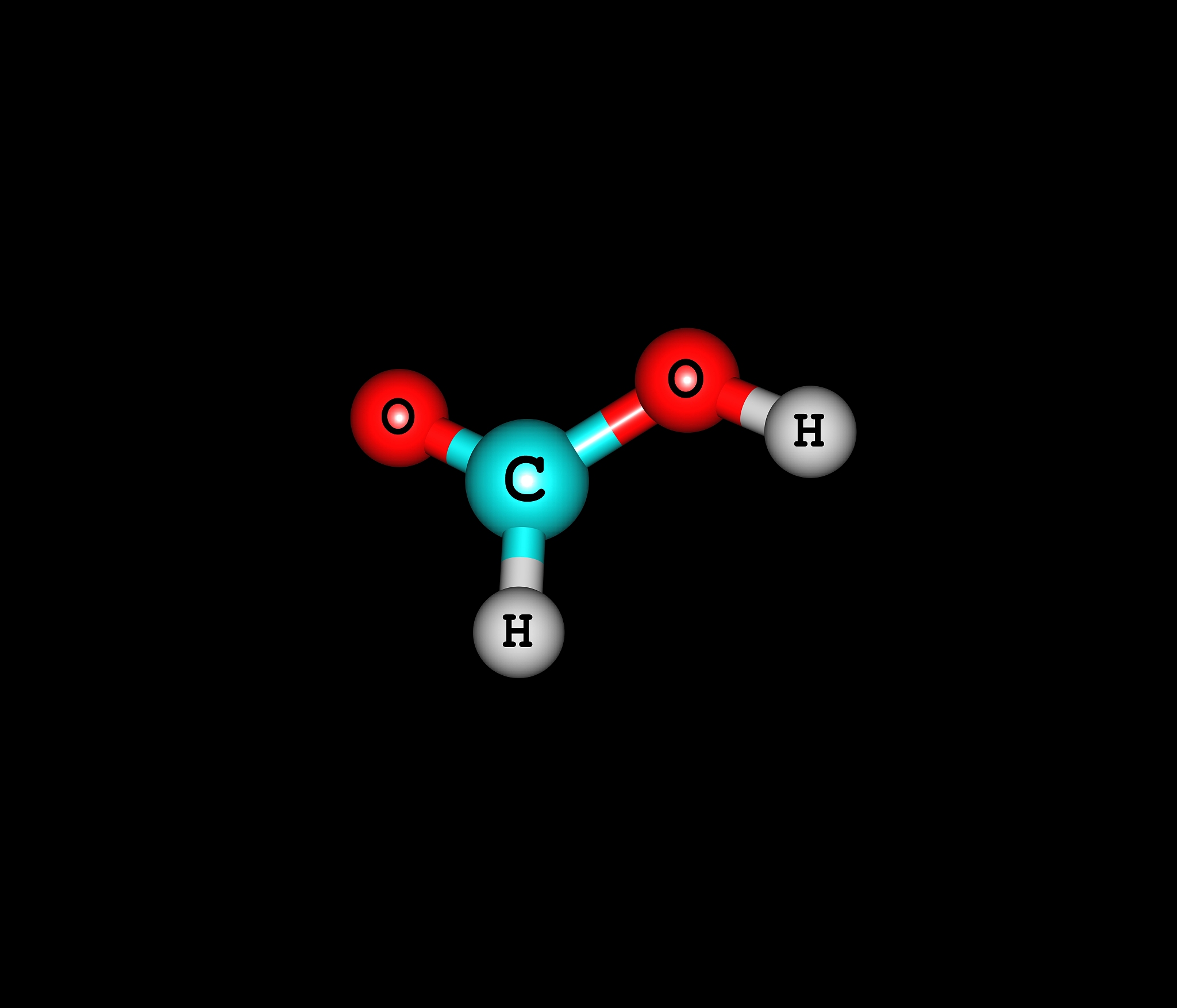 formic acid molecule isolated on black