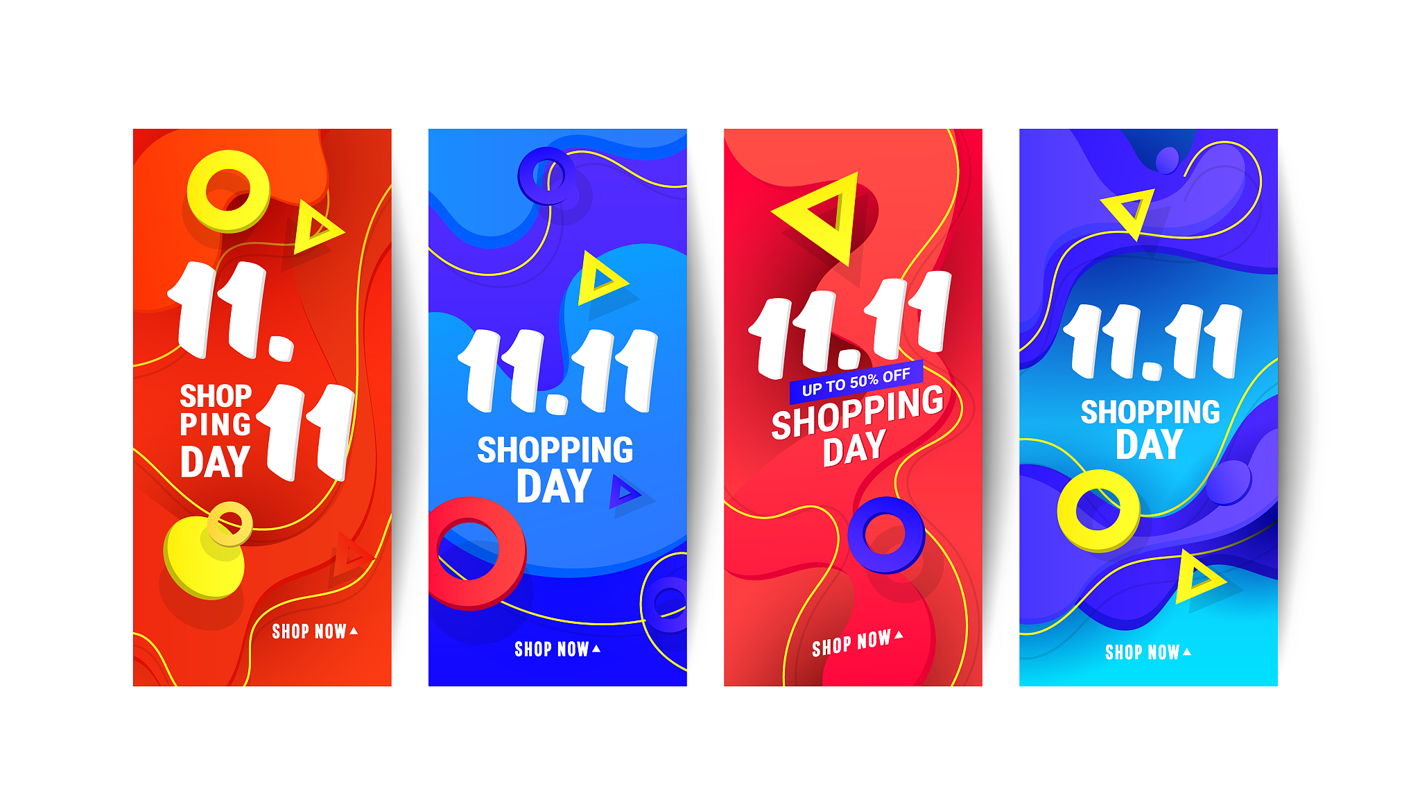set of 11.11 shopping day social media stories sale banner backg