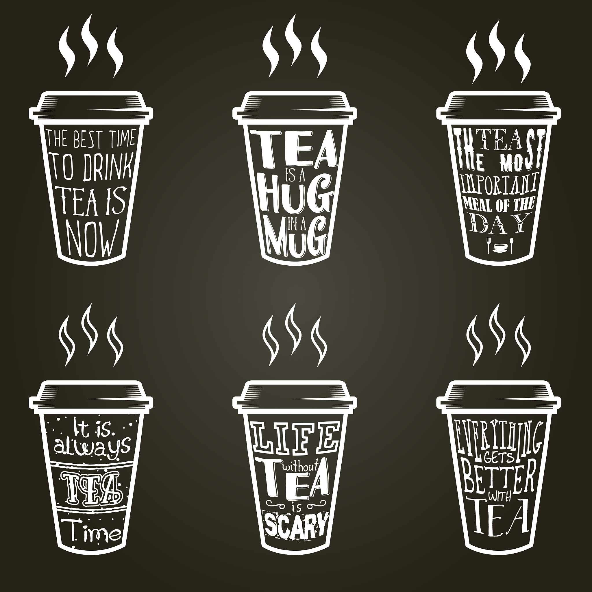tea quotes and sayings typography set