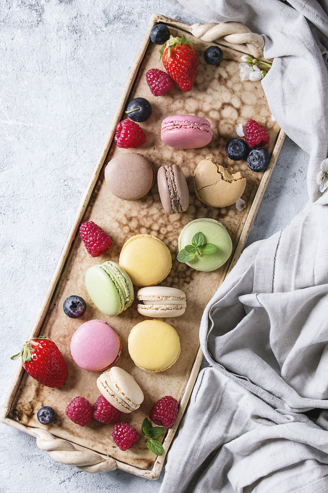 variety of french dessert macarons