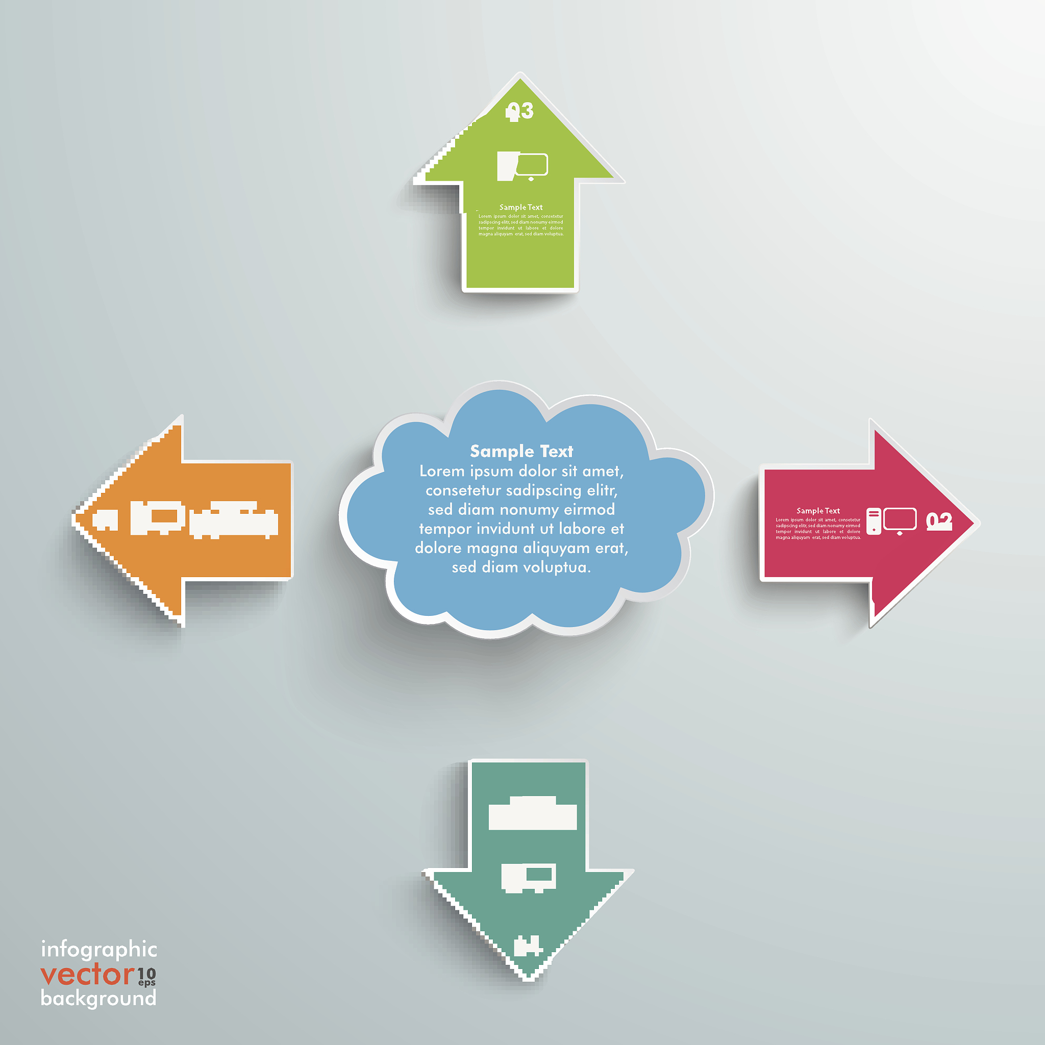 4 arrows all directions cloud