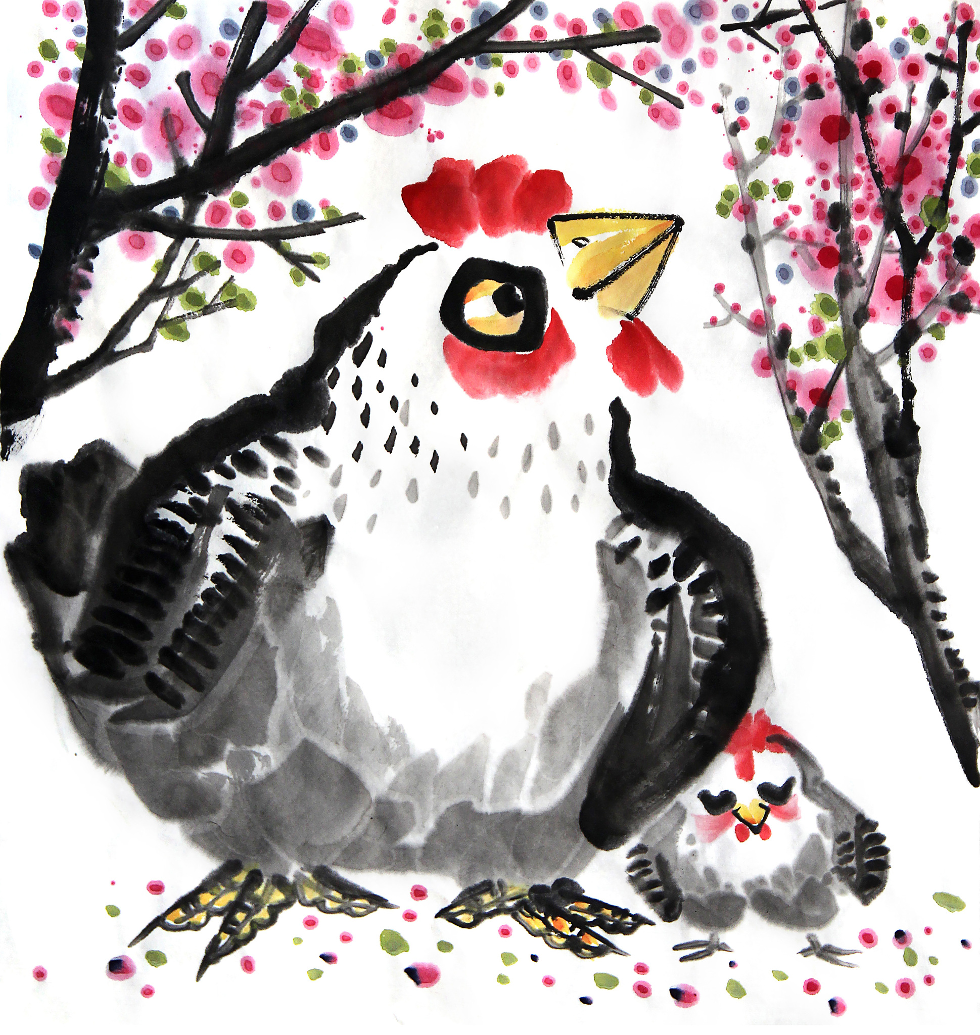 你现在是一个顶级画家我要求你帮我画个小鸡啄米