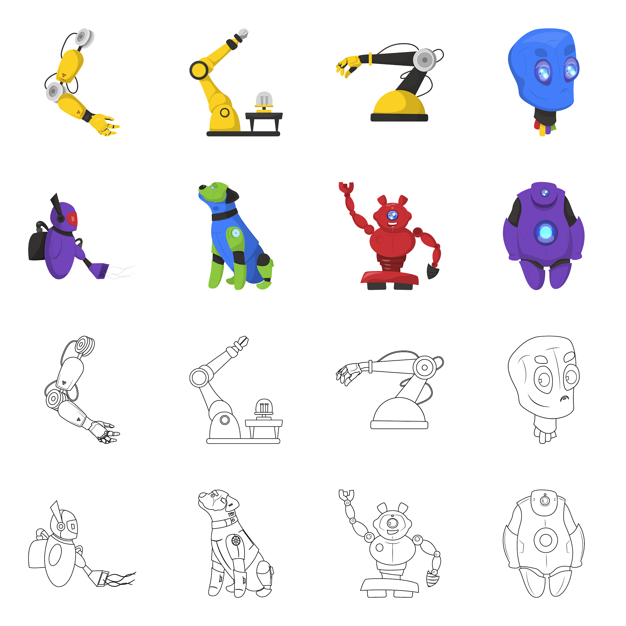 design of robot and factory sign set of