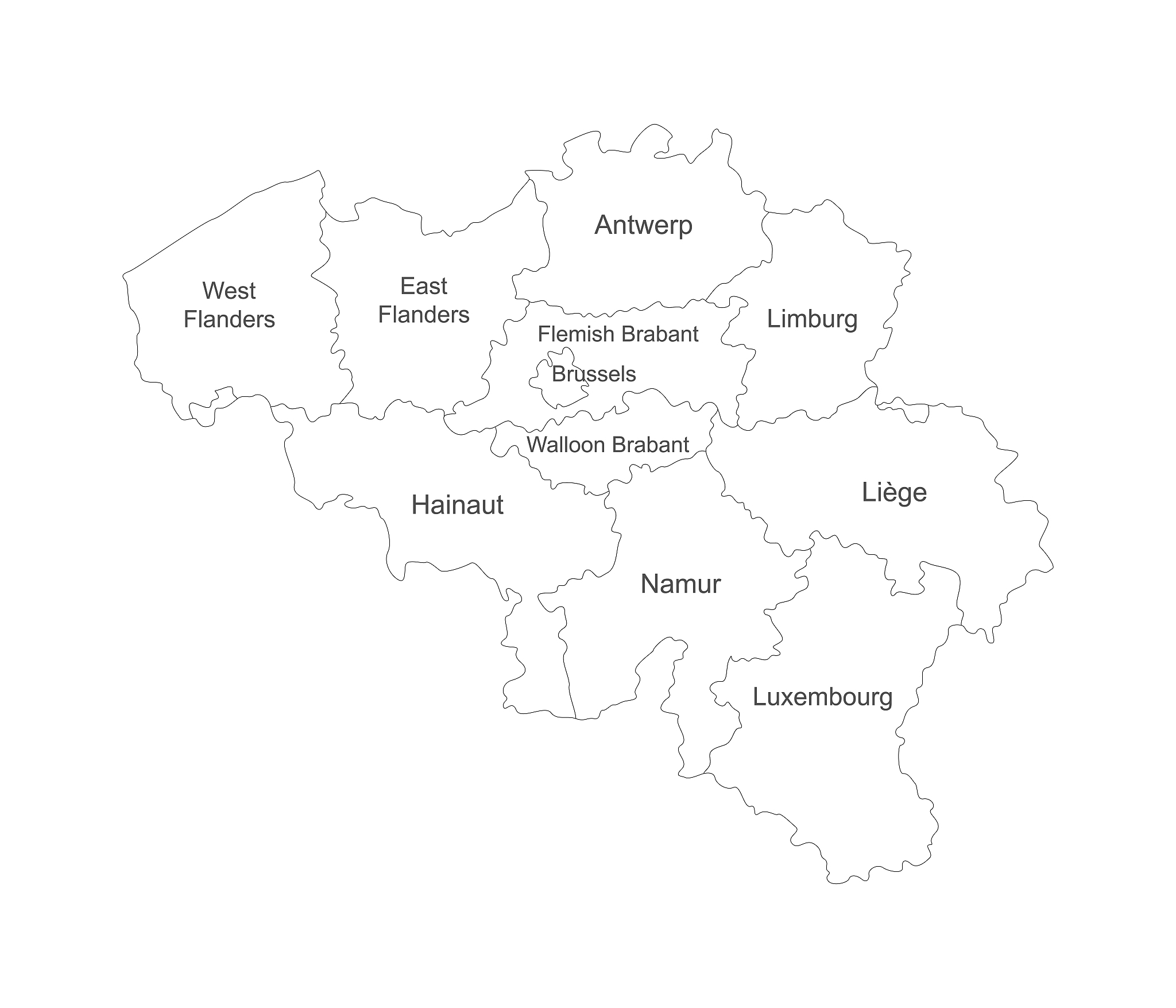 belgium political map with name labels.