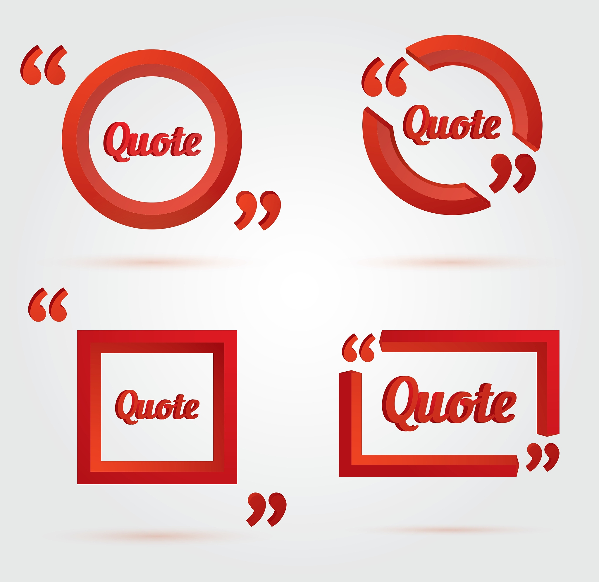 set of quote template with 3d red form