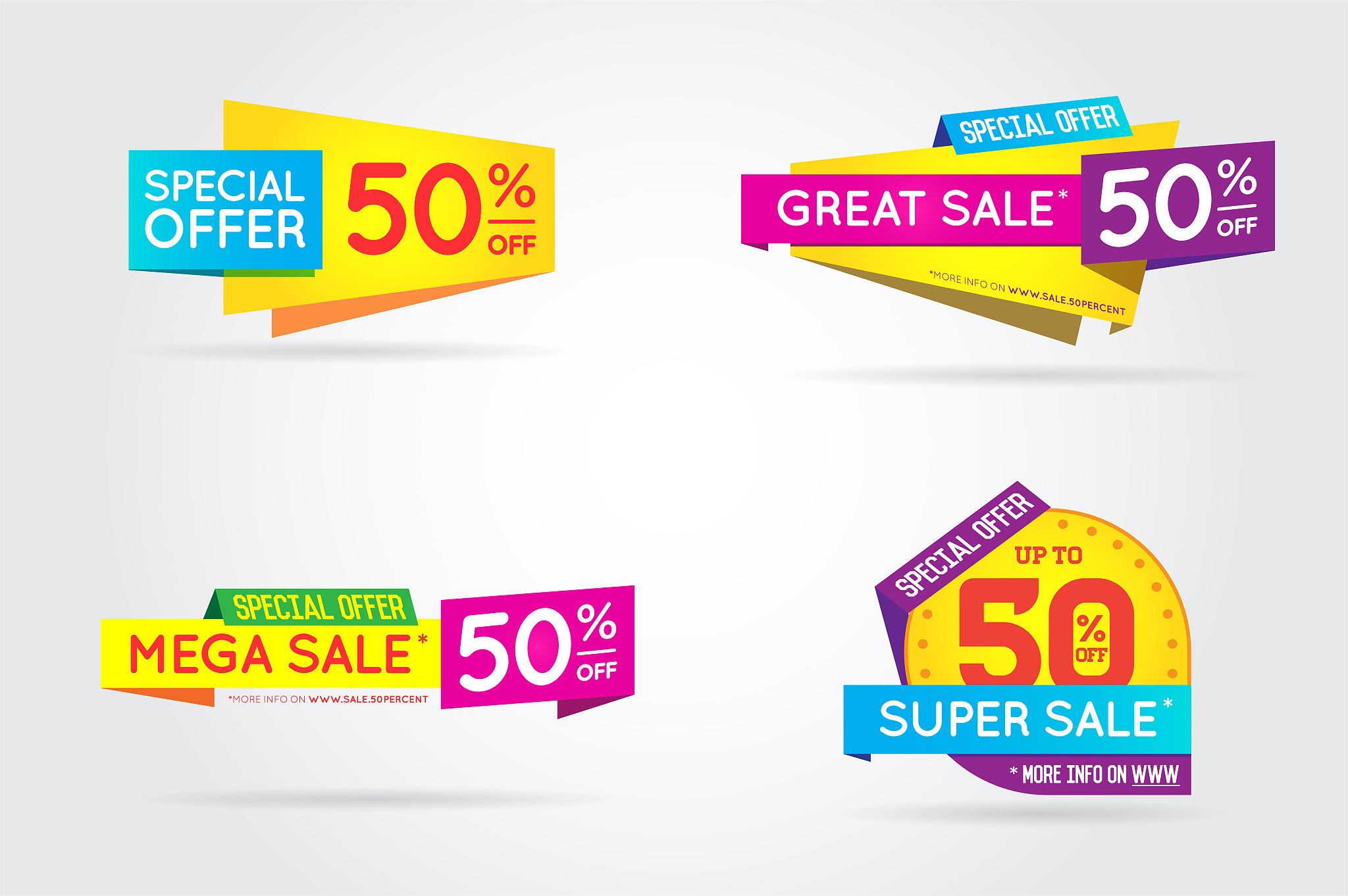 set of sale sign banner poster ready for web and print. vector.