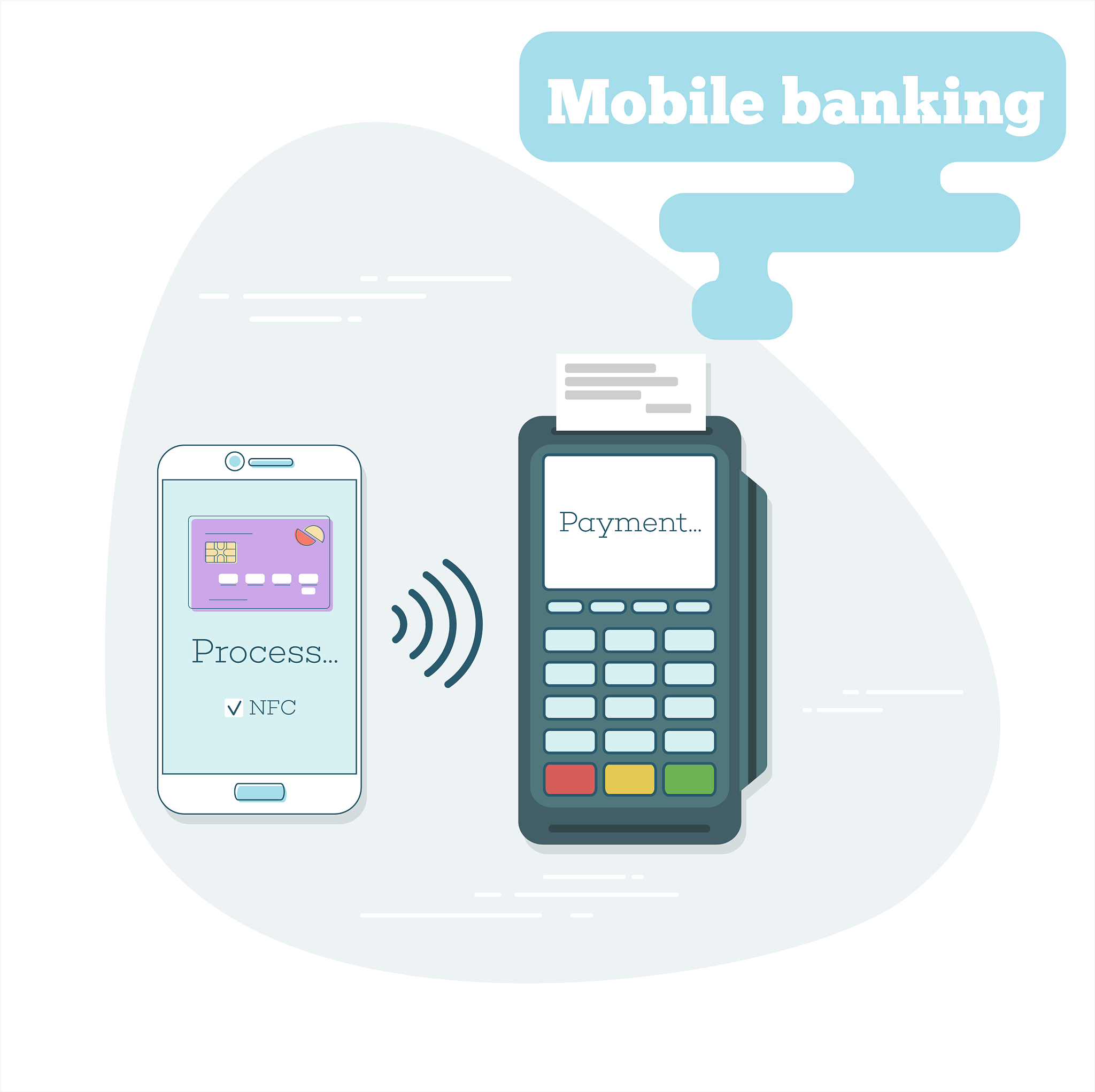 mobile banking concept in line art style