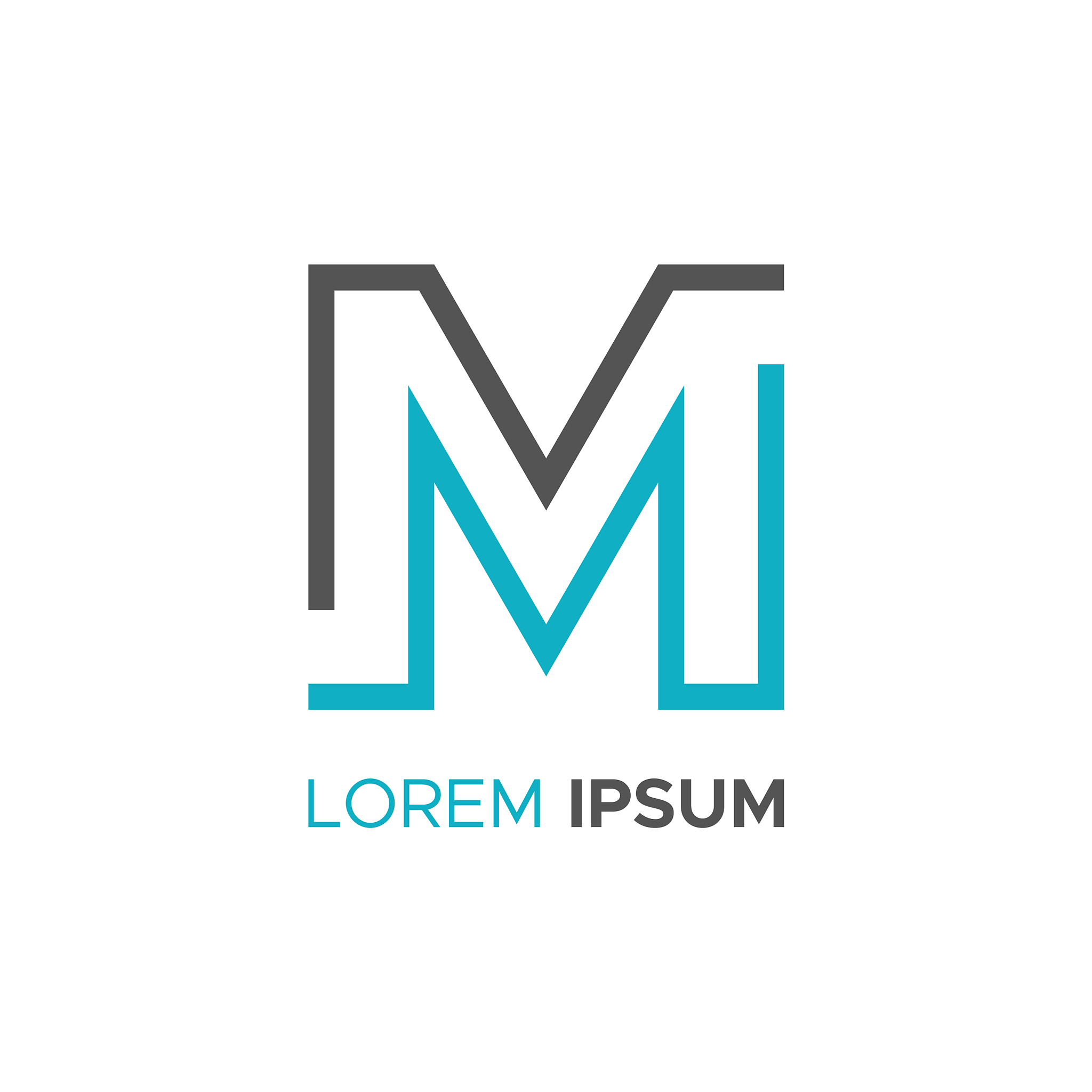 simple flat line letter m logo concept design