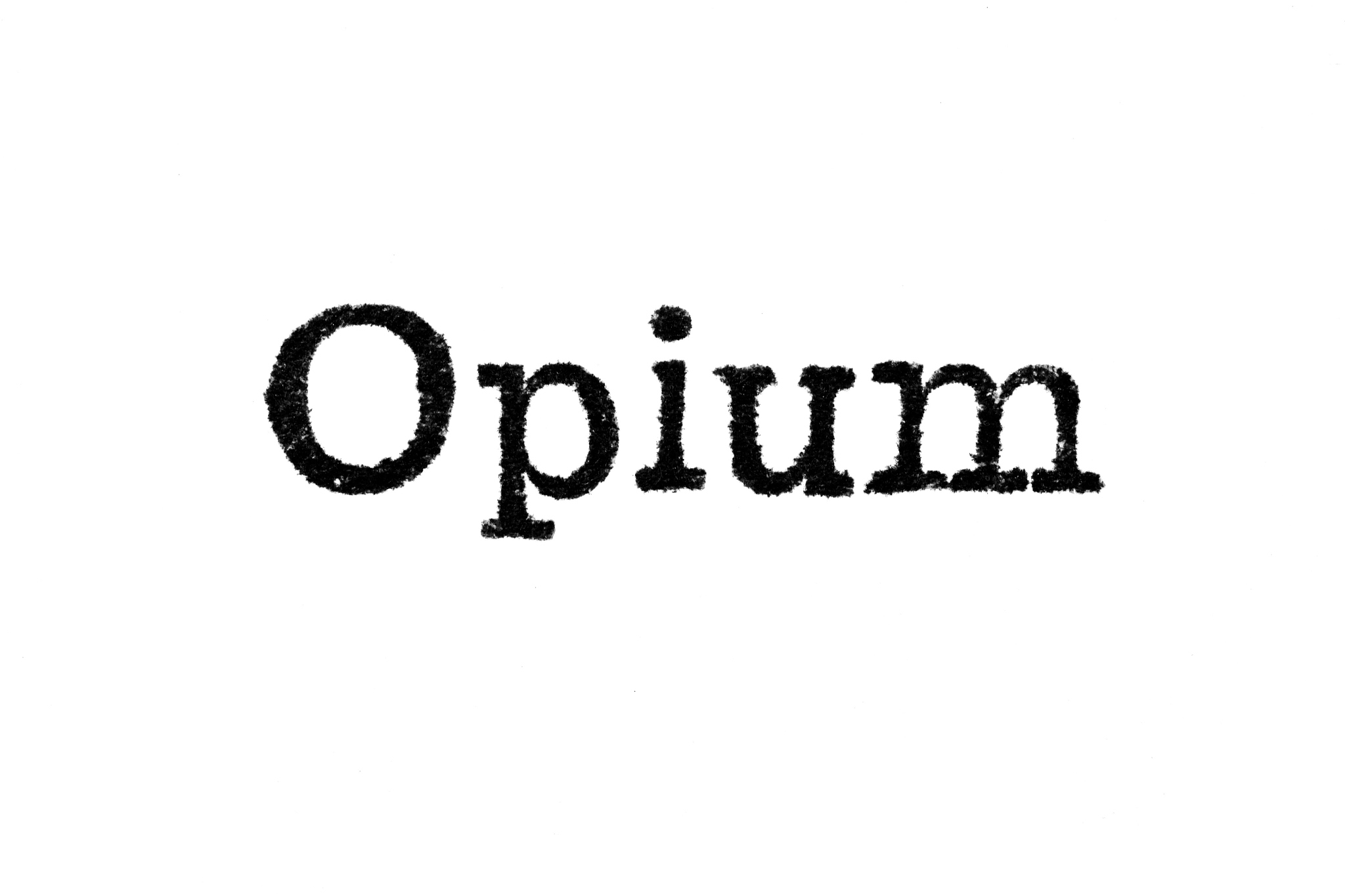 the word 'opium' from a typewriter on white