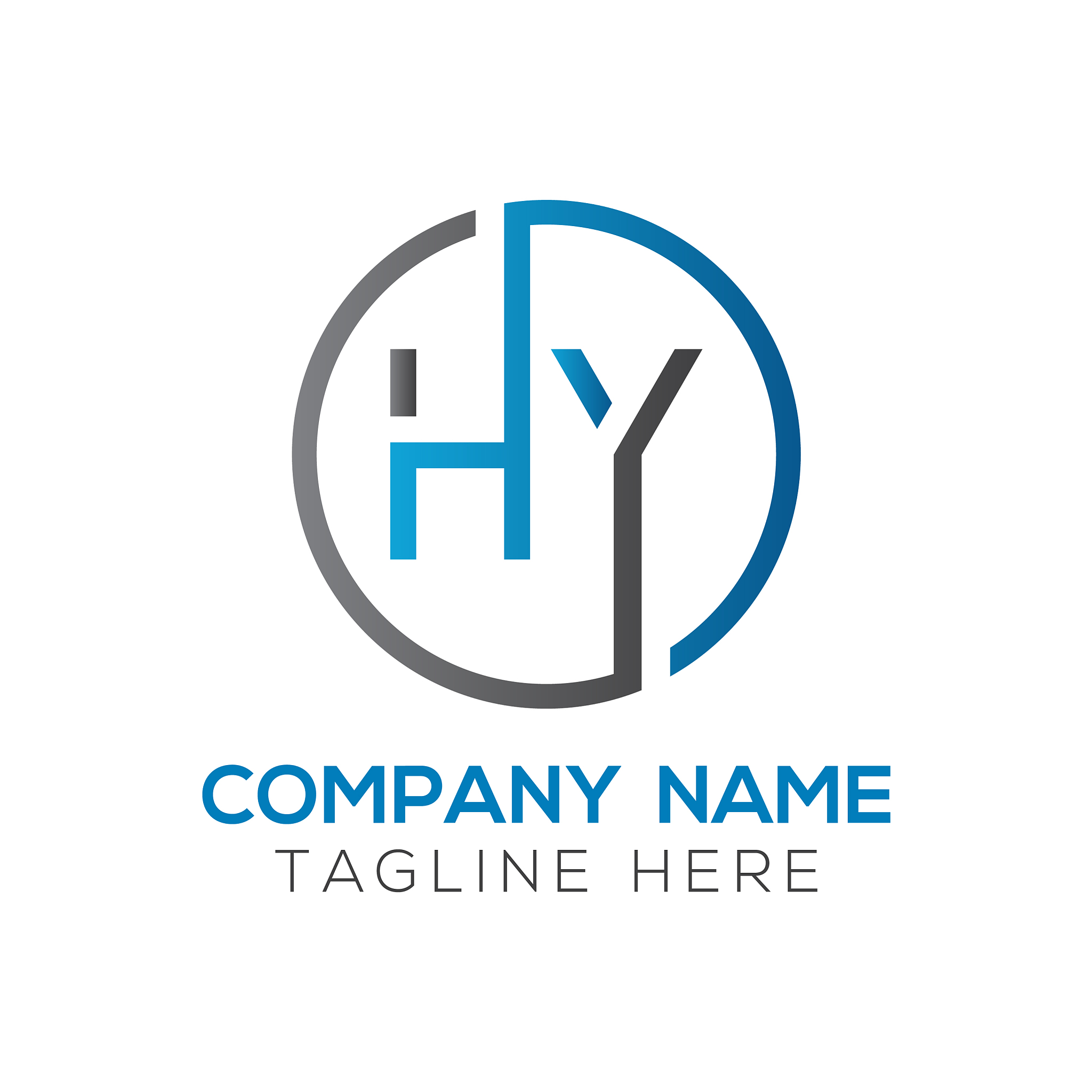 letter hy logo design linked template with blue