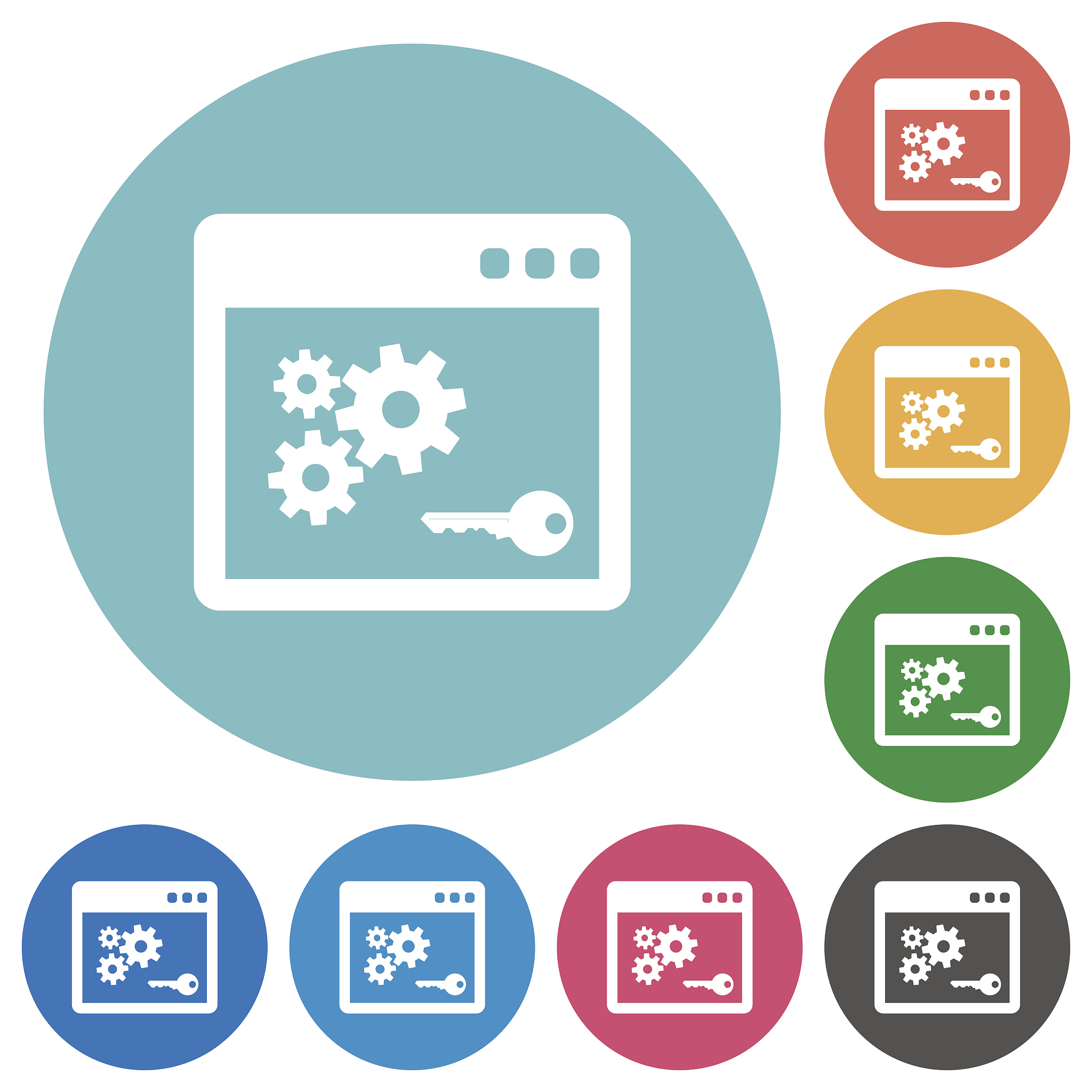 api key flat round icons