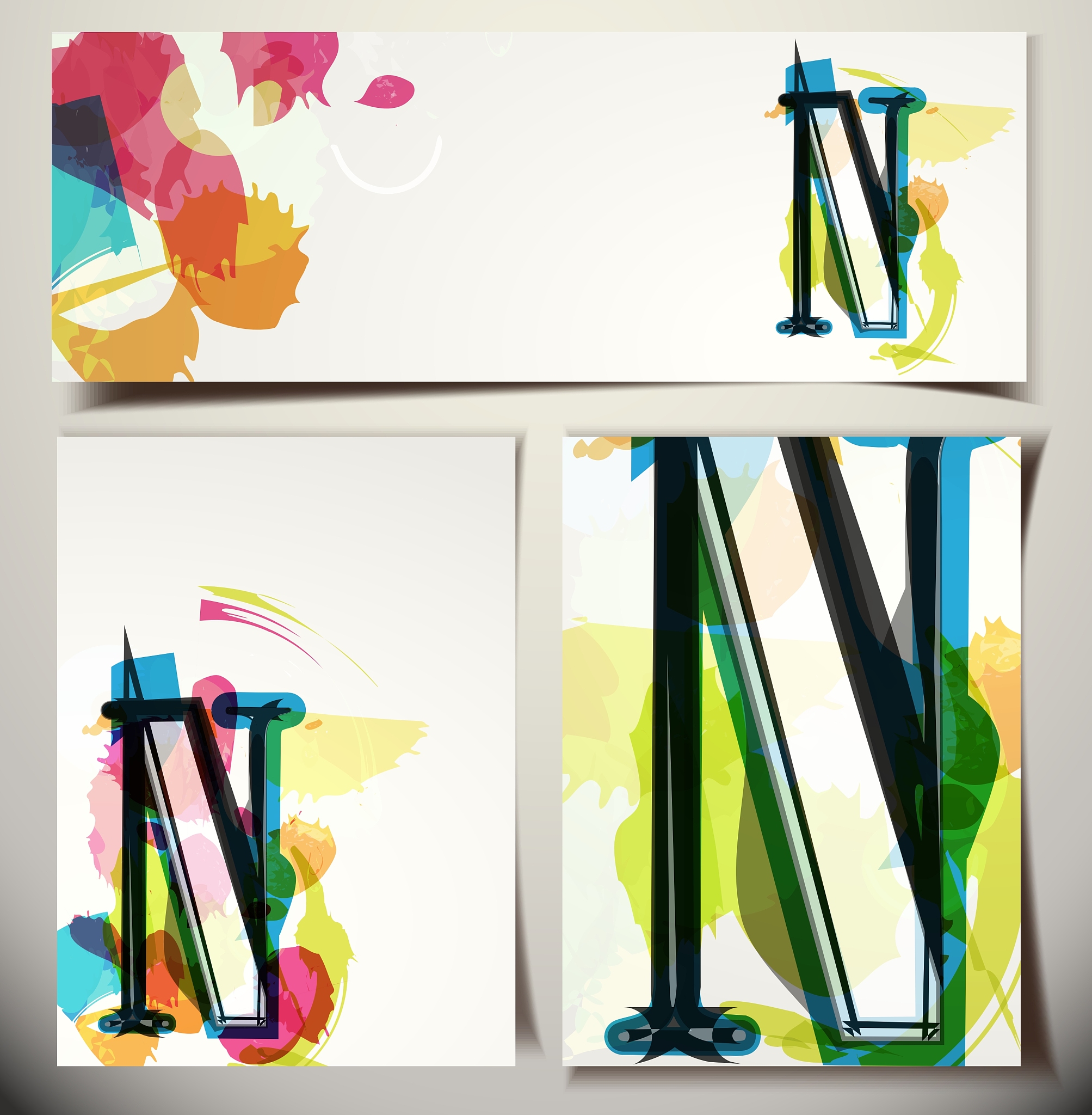 artistic greeting card letter n